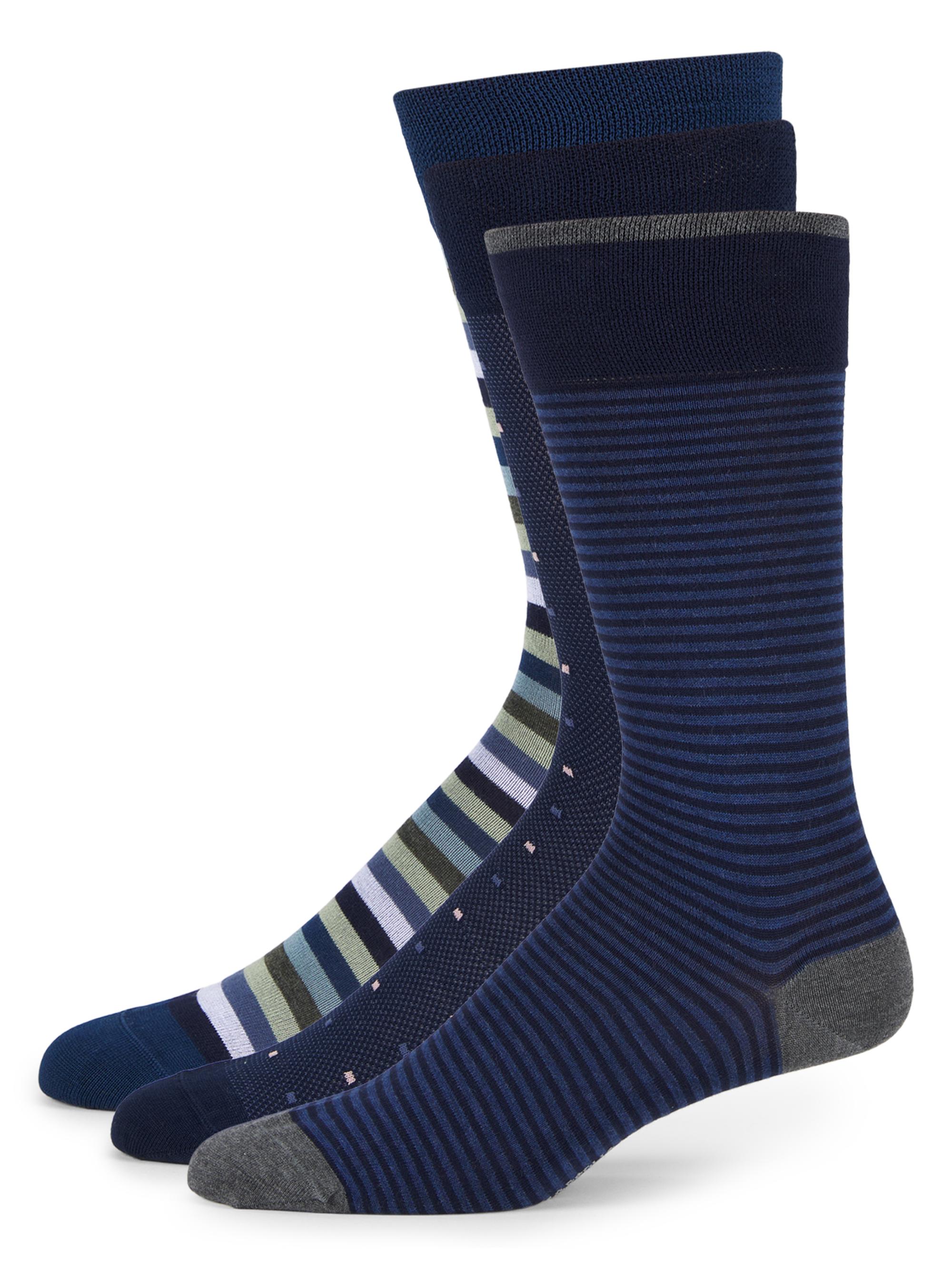 Marcoliani Men's 3-Pack Striped Cotton-Blend Socks - Blue Mix