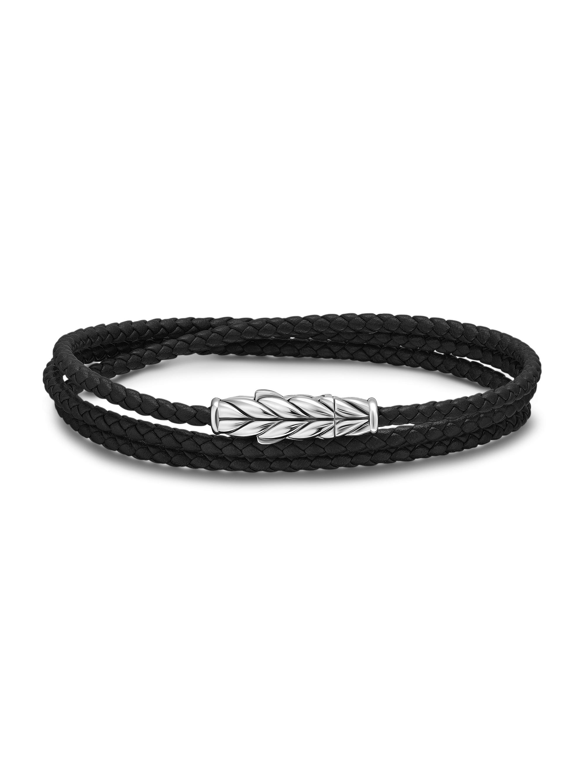 David Yurman Men's Chevron Triple Wrap Bracelet - Black Silver