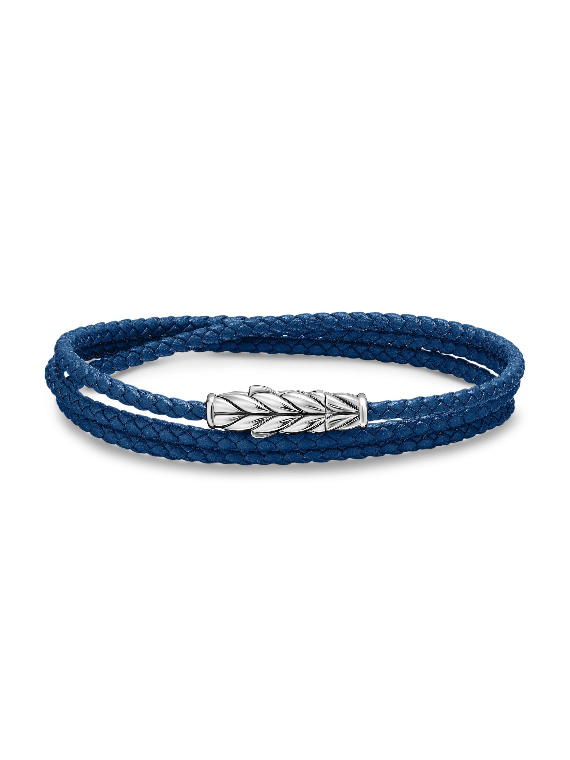 David Yurman Men's Chevron Triple Wrap Bracelet - Blue Silver