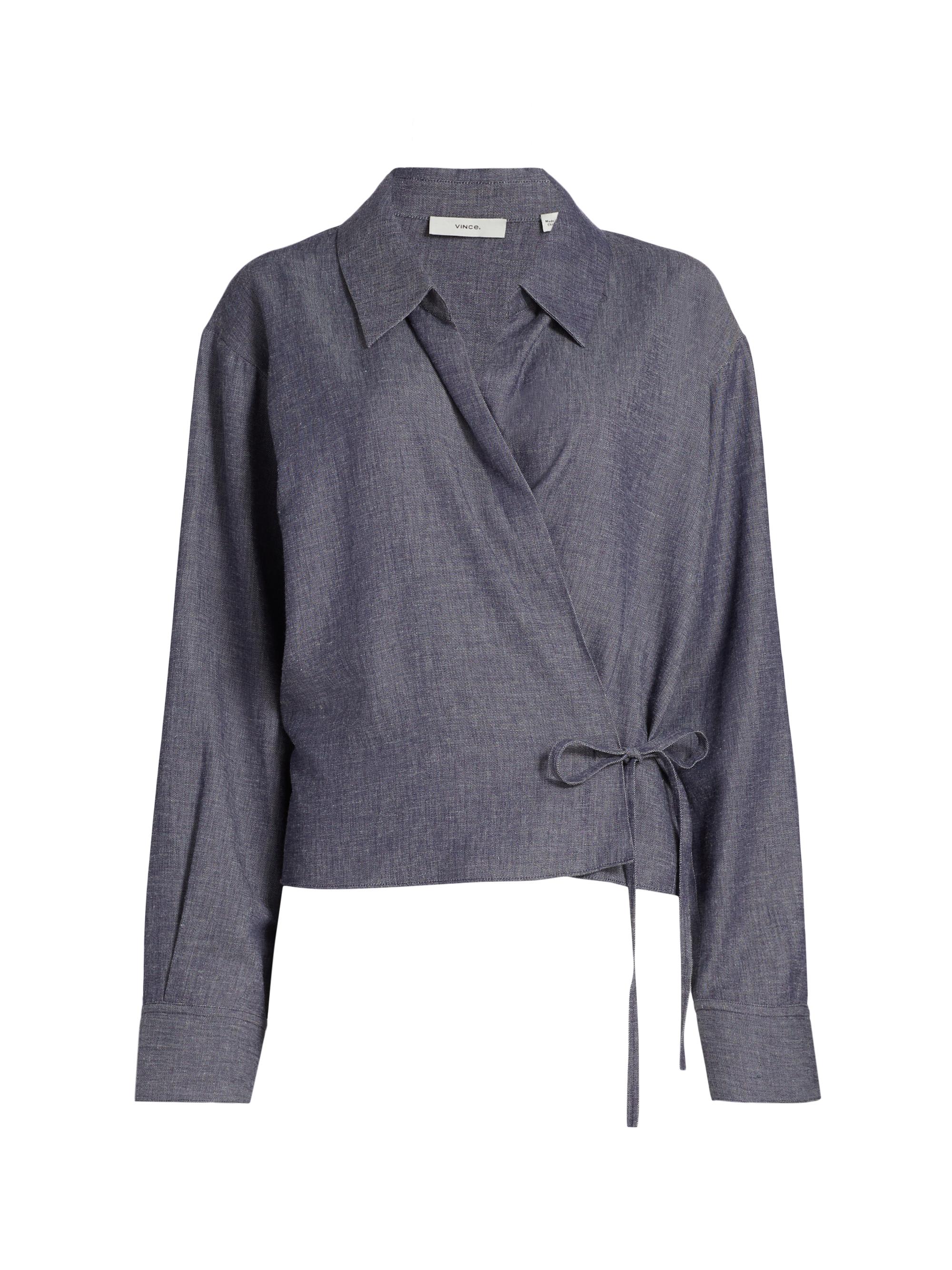 Vince Women's Collared Wrap Top - Indigo