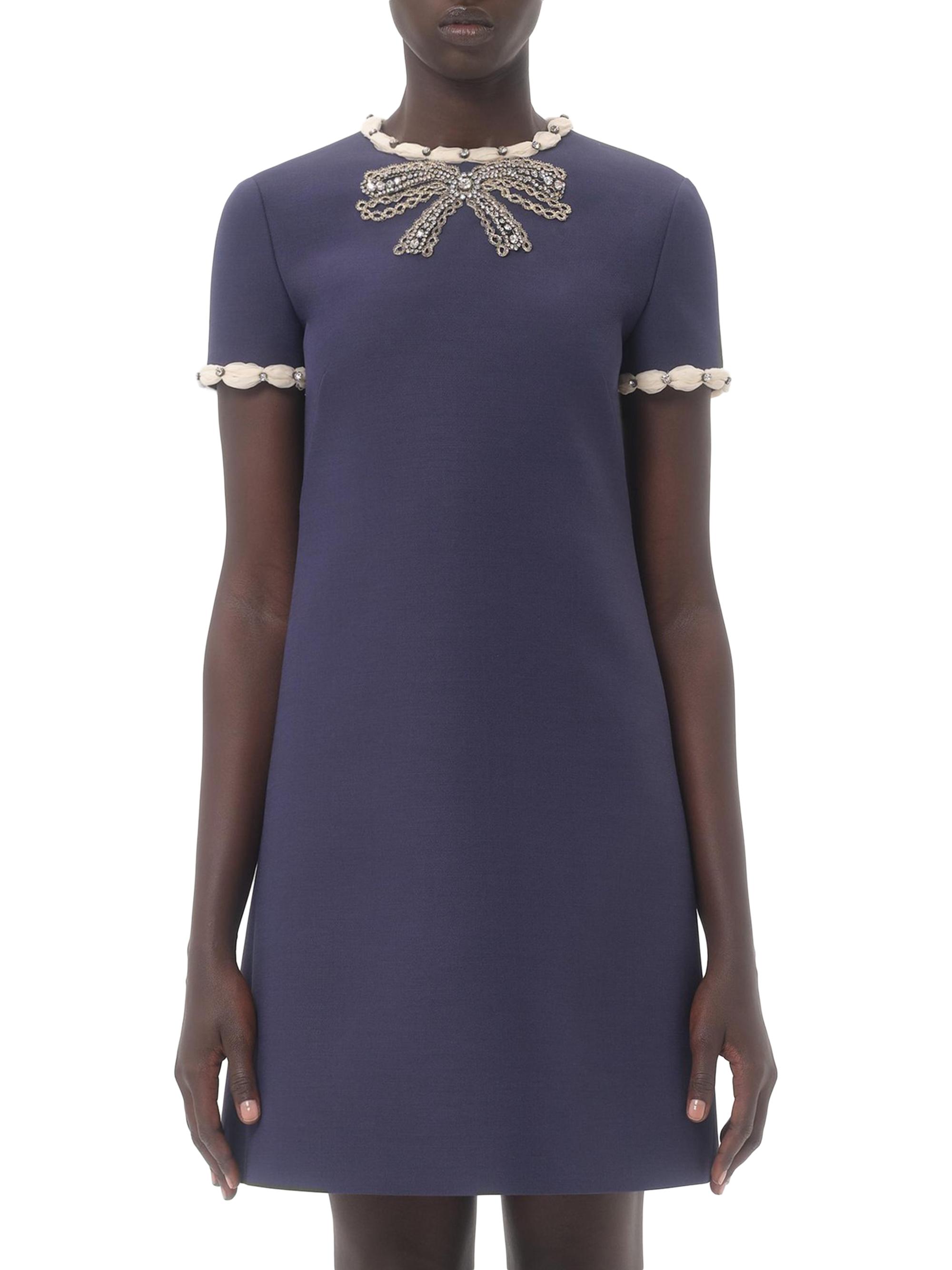 Valentino Short Embroidered Crepe Couture Dress, 42
