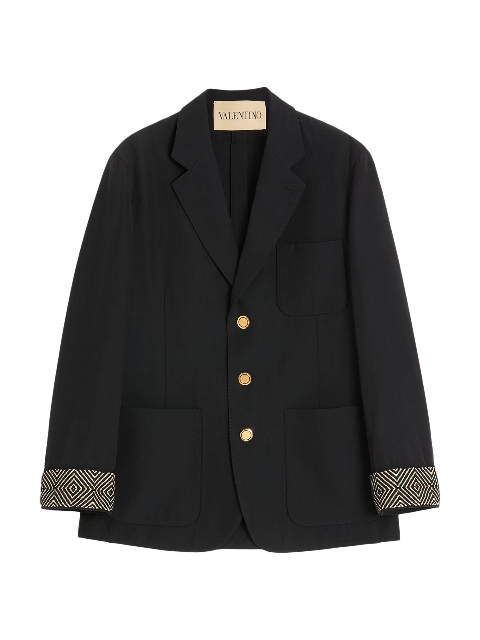 Valentino Garavani Single-Breasted Wool Jacket with Check Pattern