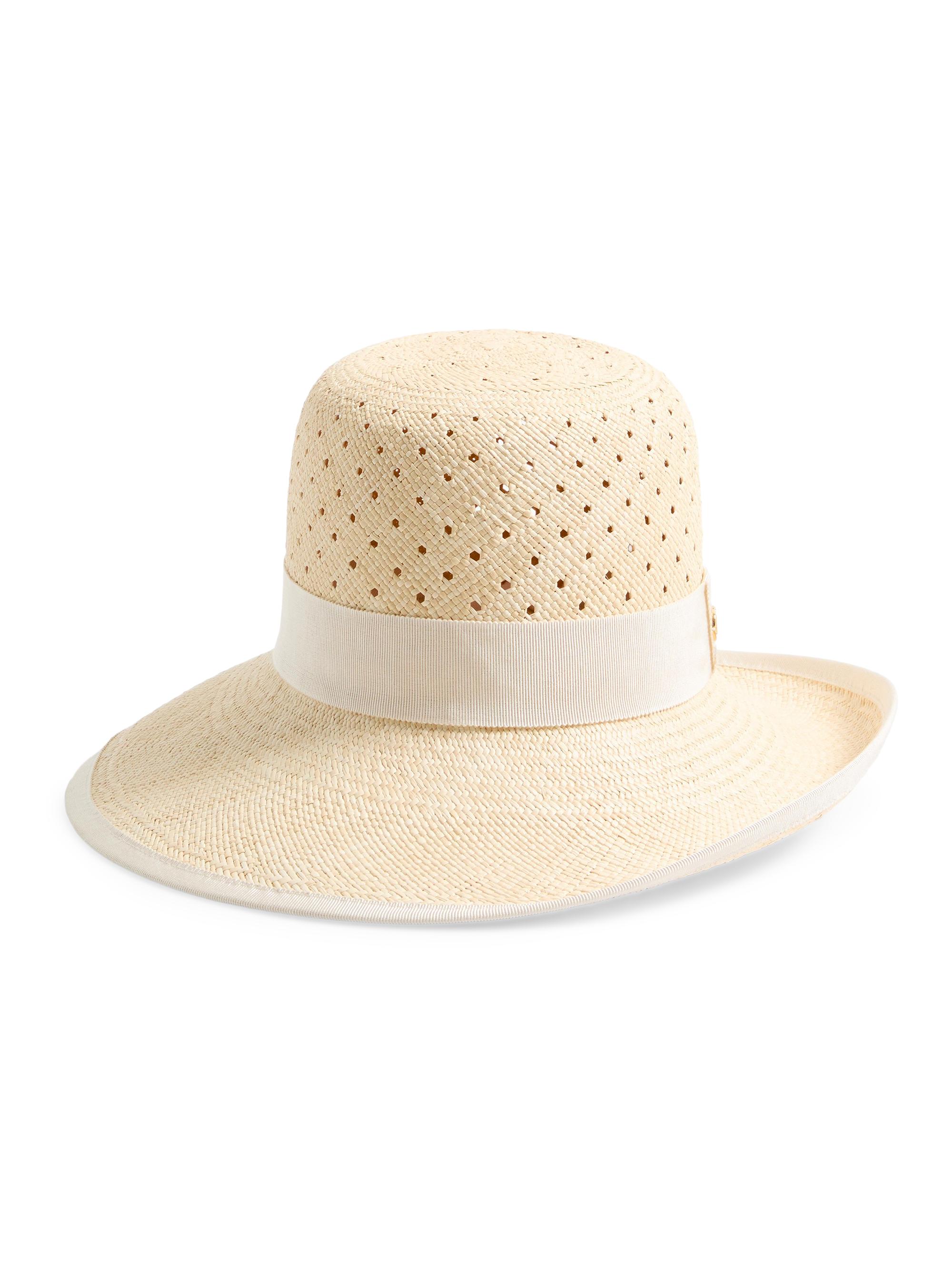 Valentino Garavani Women's VLogo Signature Hat in Perforated Panama - Natural