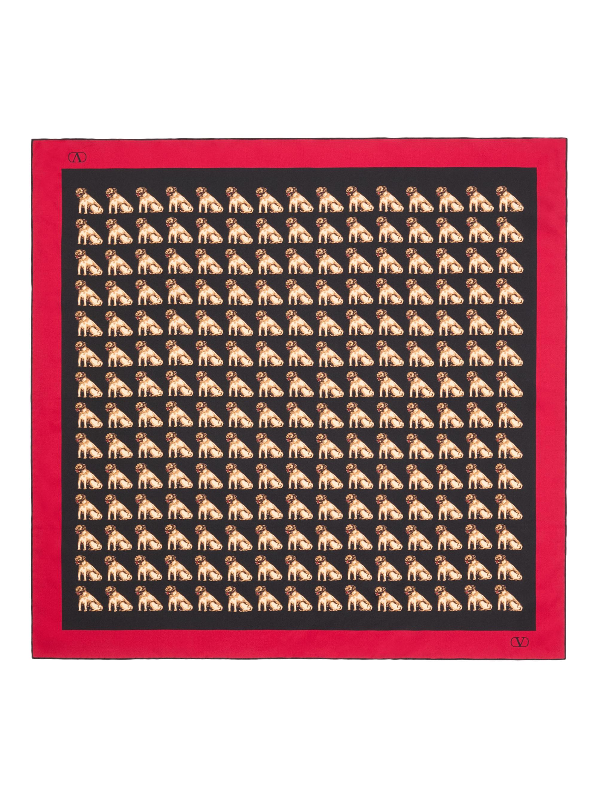 Valentino Garavani Women's Petit Charles Silk Scarf - Black Beige