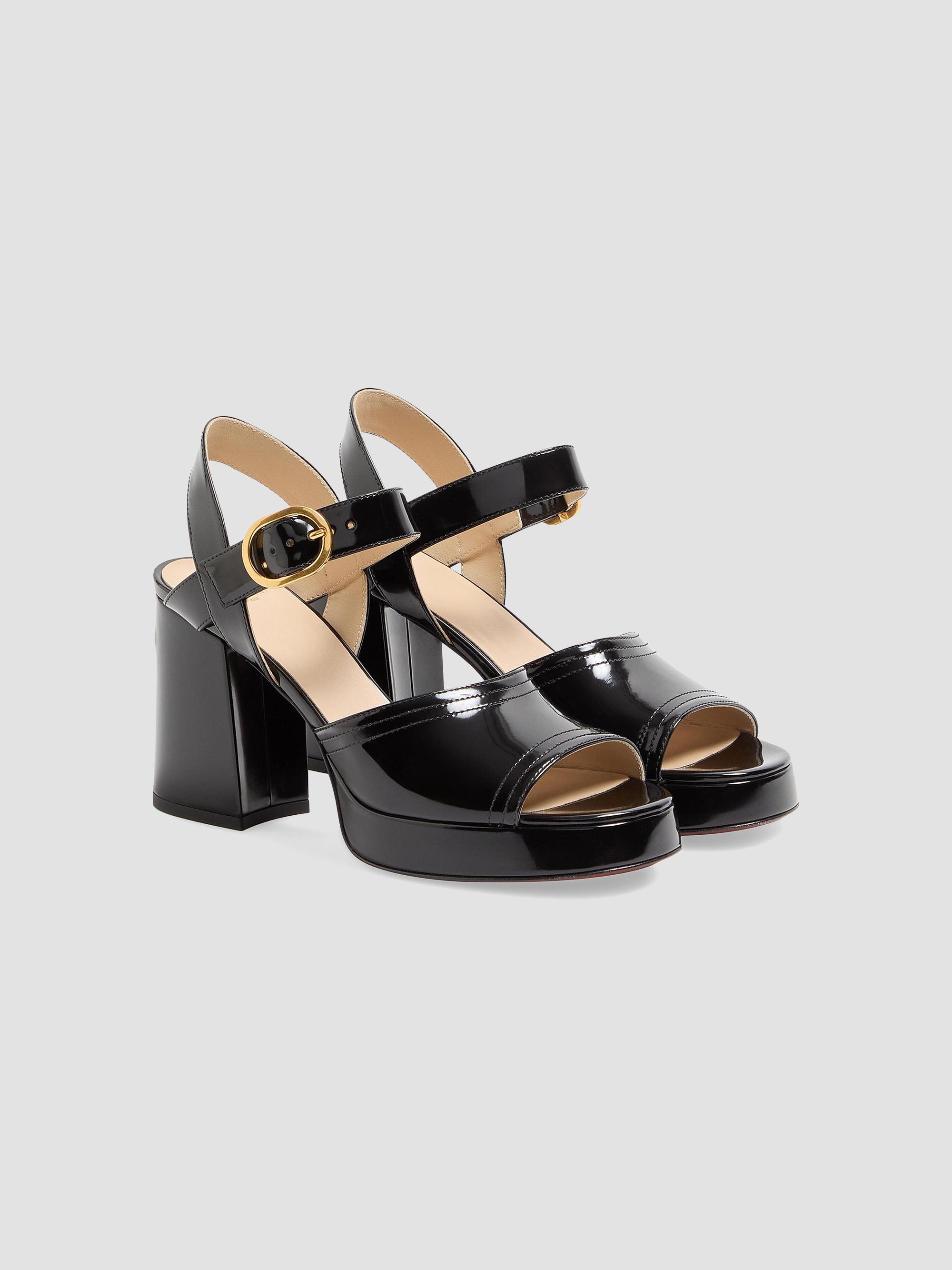 Valentino Garavani Fawcette 100MM Platform Sandals in Polished