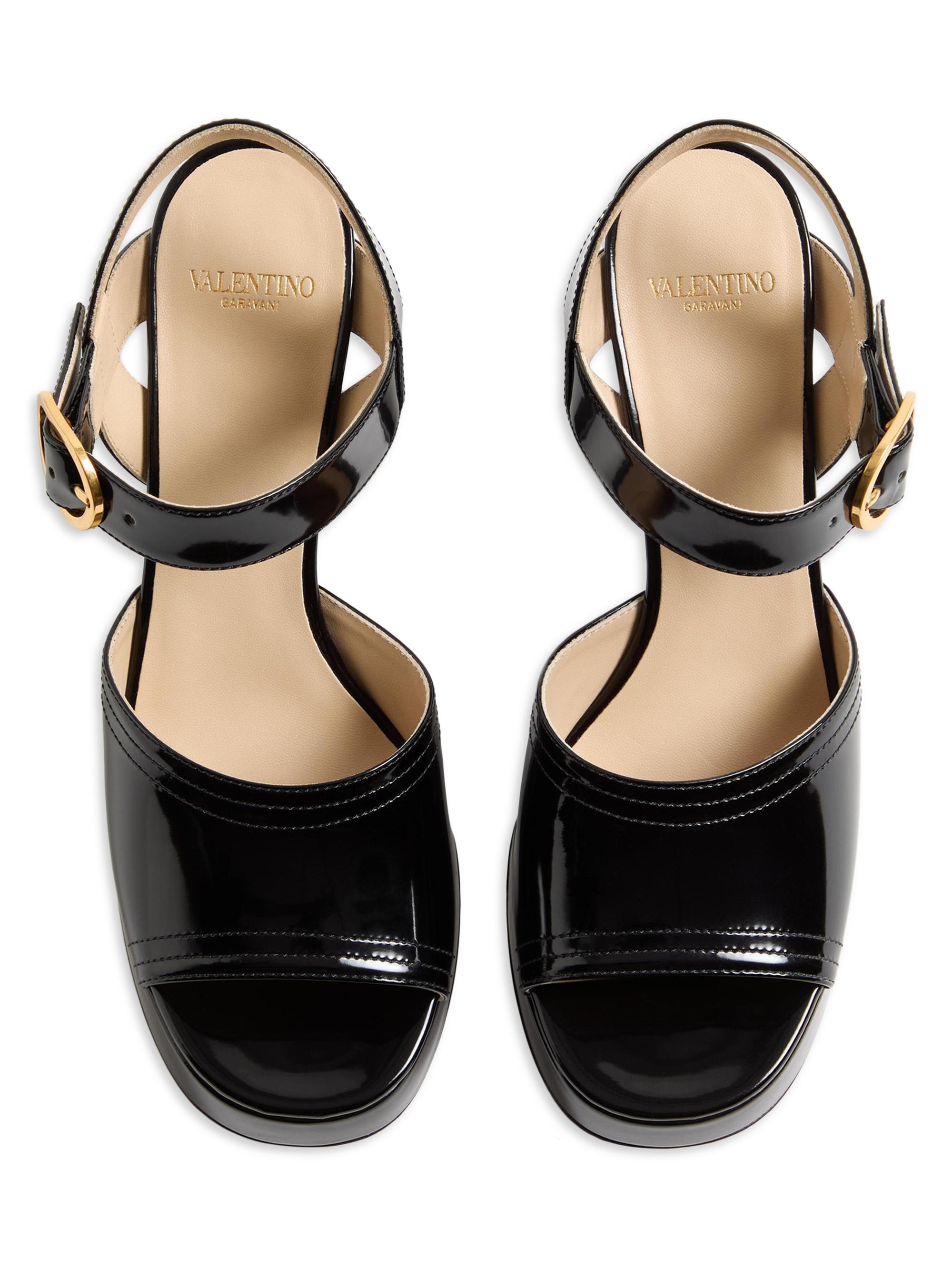 Valentino Garavani Fawcette 100MM Platform Sandals in Polished