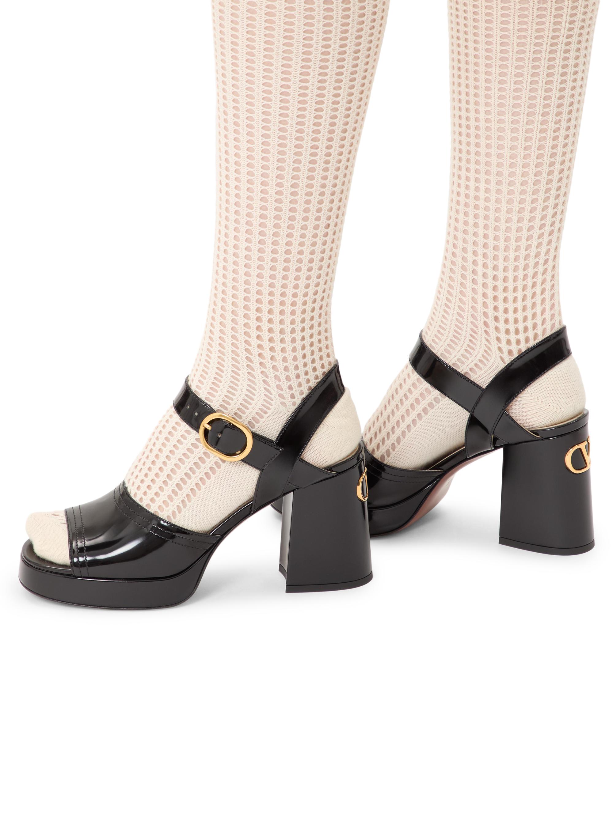 Valentino Garavani Fawcette 100MM Platform Sandals in Polished