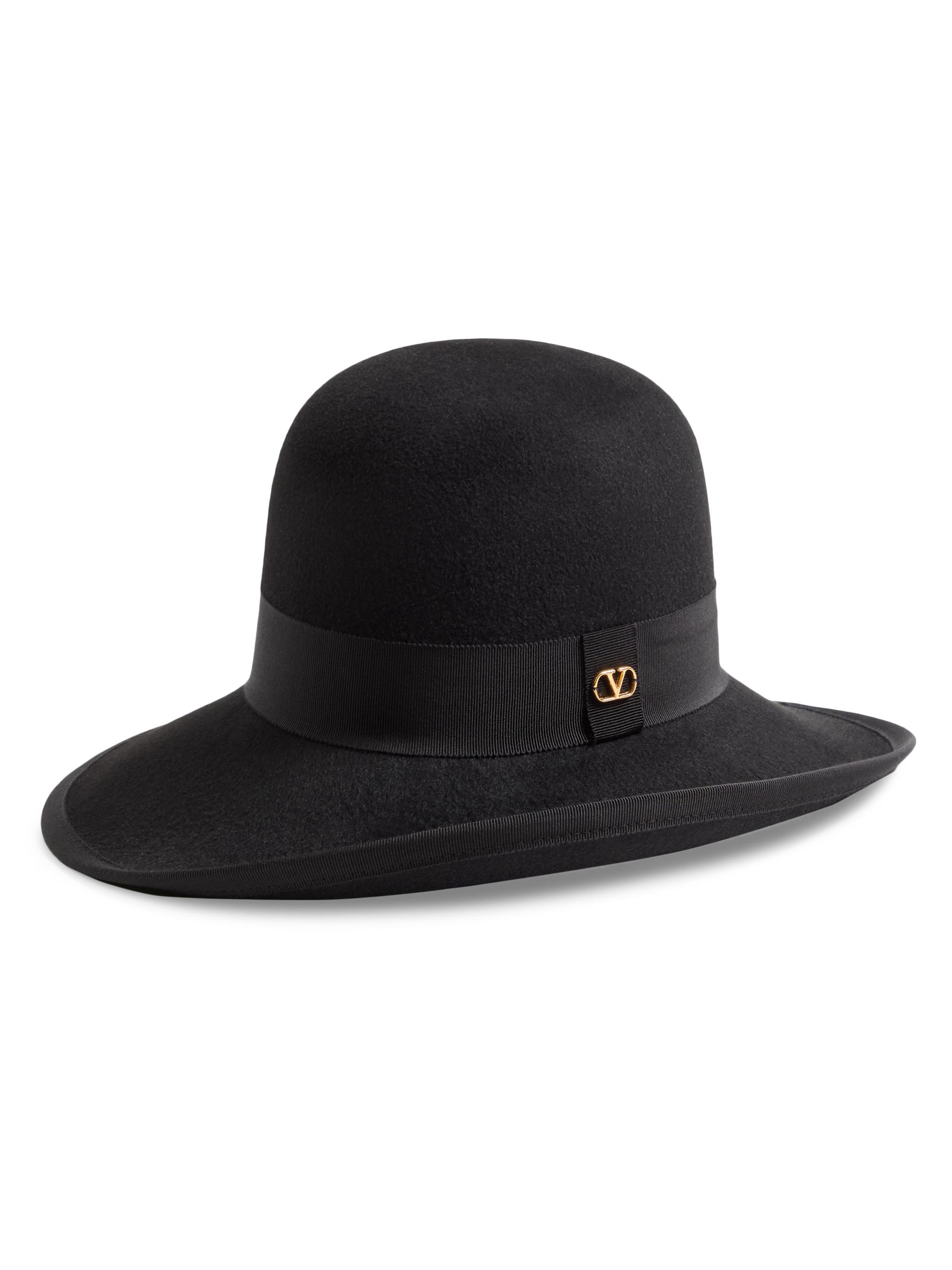 Valentino Garavani Women's VLogo Signature Hat in Lapin Fabric - Black