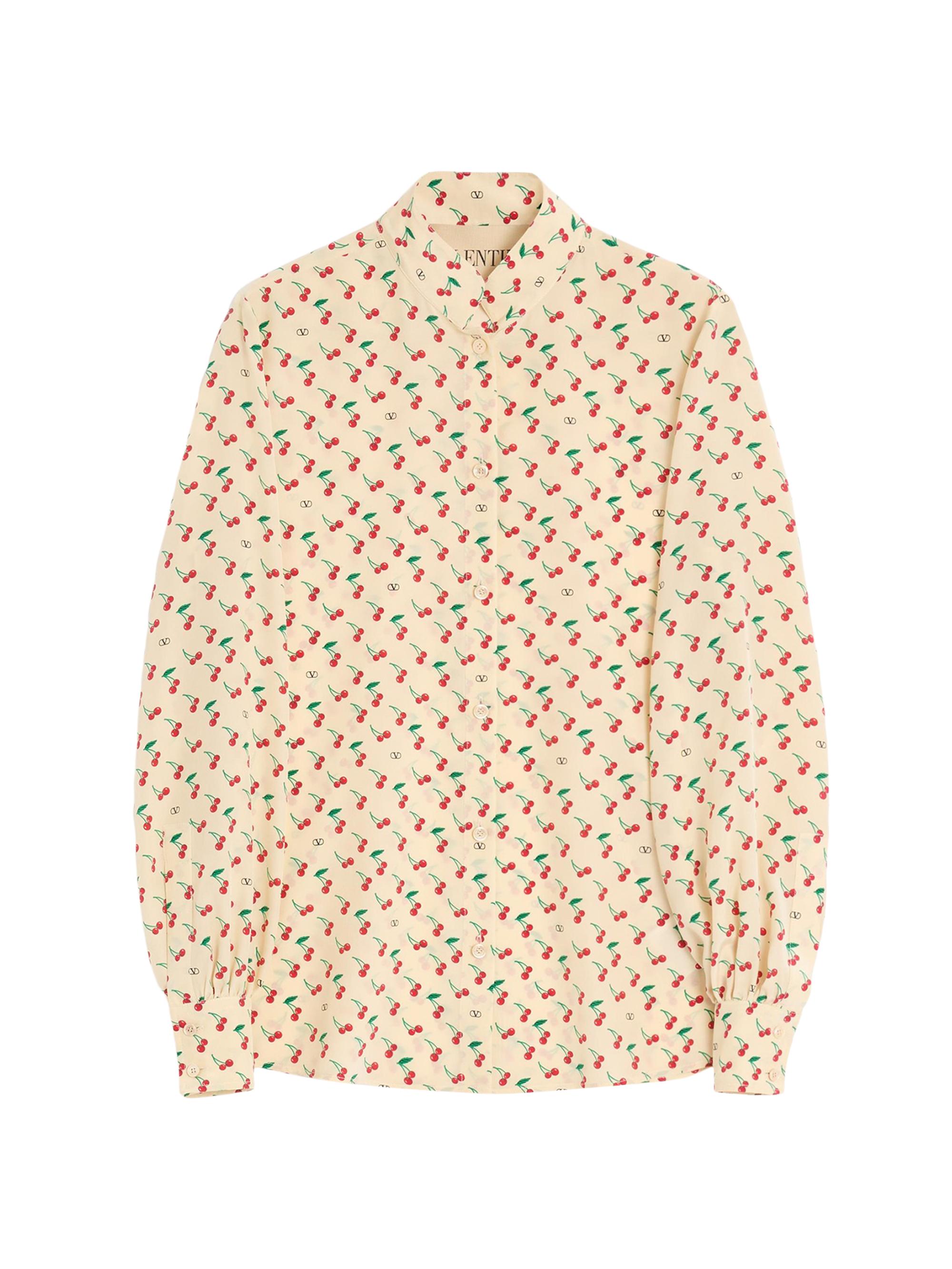 Valentino Garavani Women's Crepe De Chine Shirt with Cherryfic Print - Birch Cherry Red