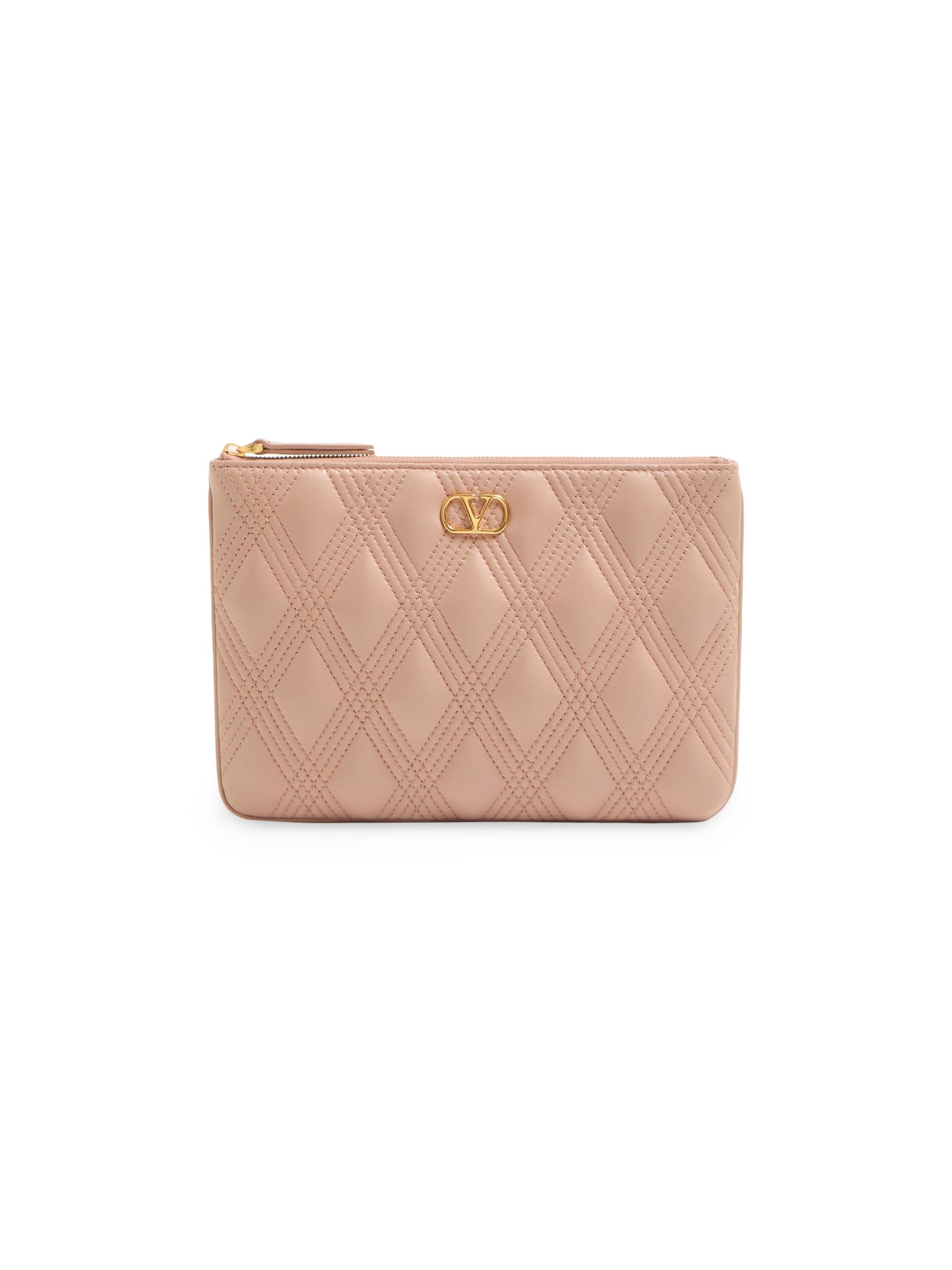 Valentino Garavani Women's Quiltie 67 Pouch in Quilted Nappa Leather - Rose Cannelle