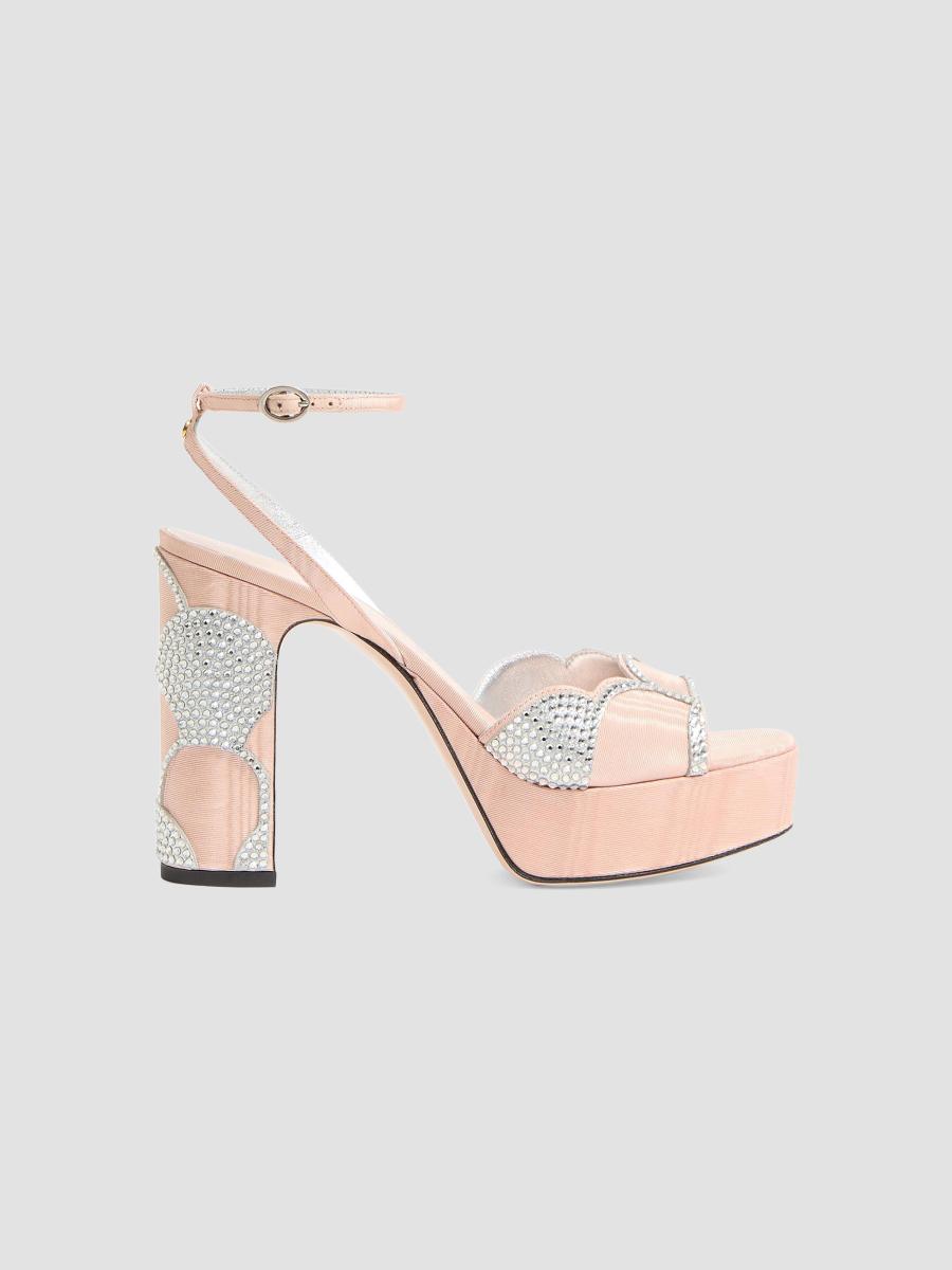 Valentino Garavani Bowow Platform 115MM Sandals in Moiré Fabric