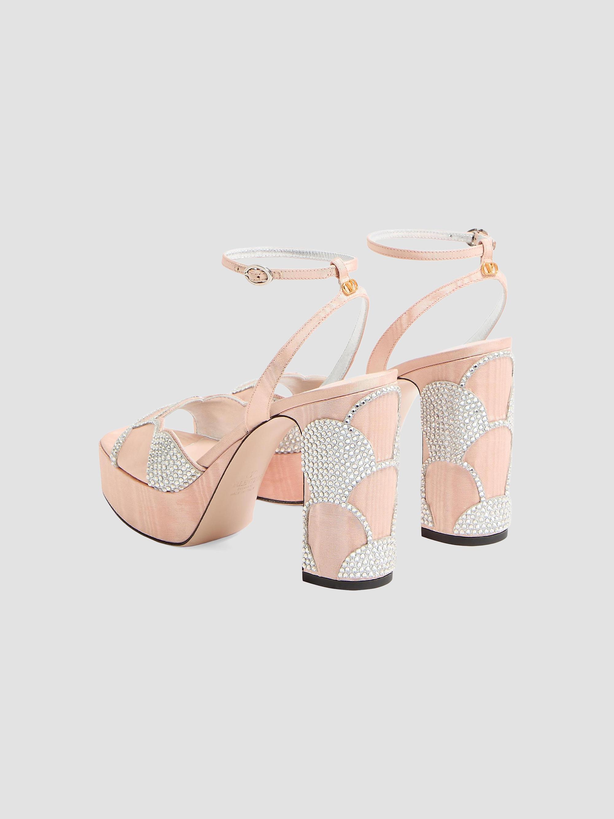 Valentino Garavani Bowow Platform 115MM Sandals in Moiré Fabric