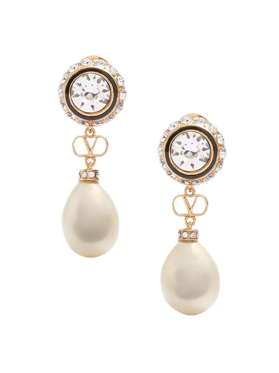 Valentino Garavani VLogo Signature Earrings in Metal, Enamel