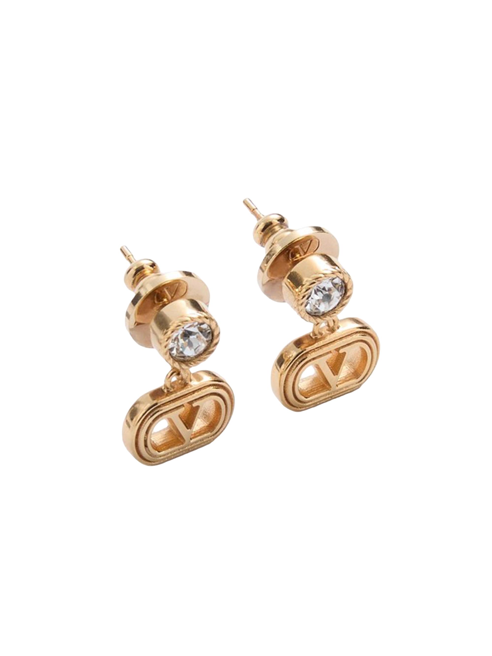 Valentino Garavani Oval Metal Earrings with Swarovski