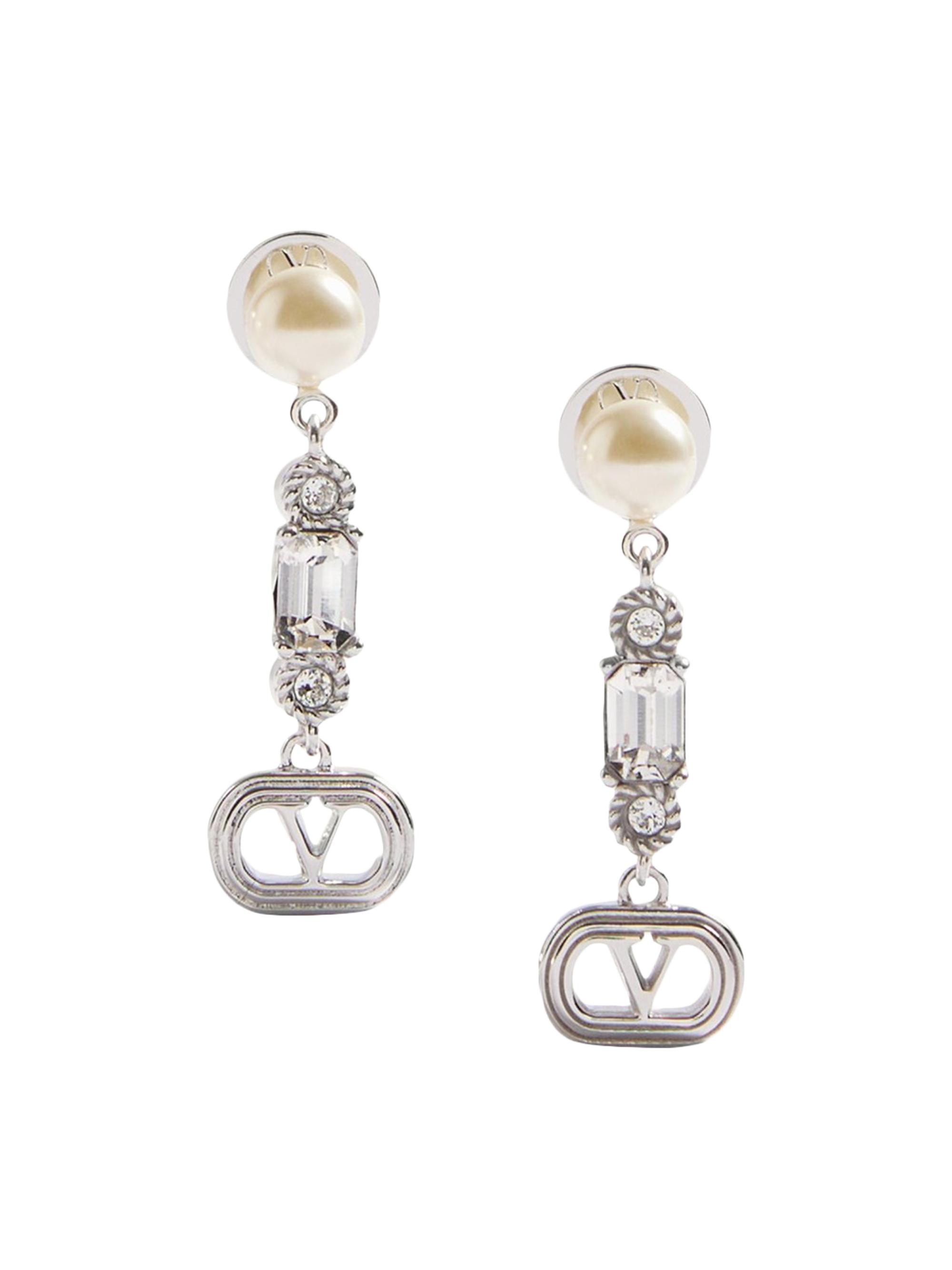 Valentino Garavani Women's Ovalette Metal, Pearl and Swarovski Crystal Earrings - Rhodium