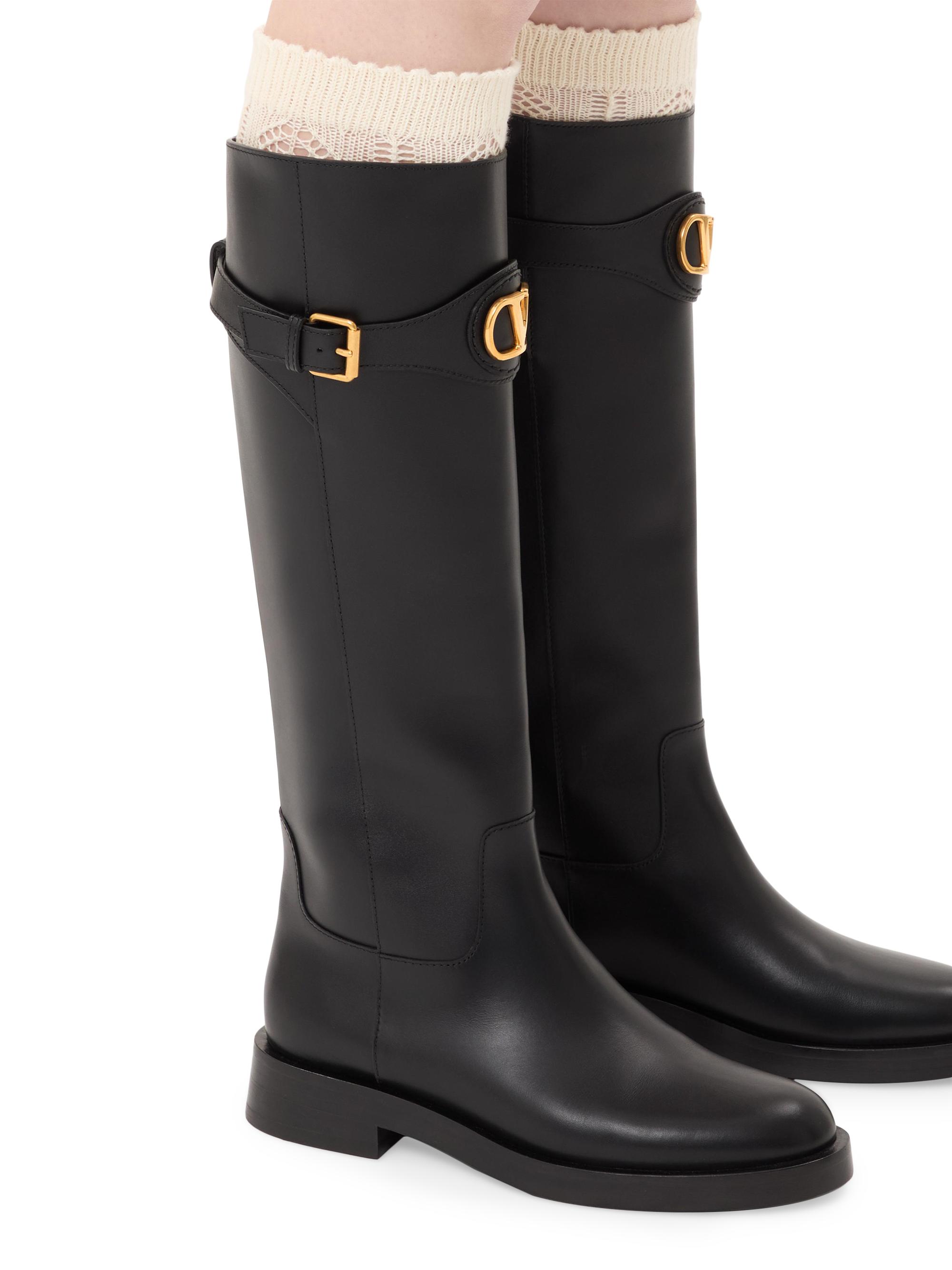 Valentino Garavani VLogo Signature 30MM Calfskin Boots | Saks