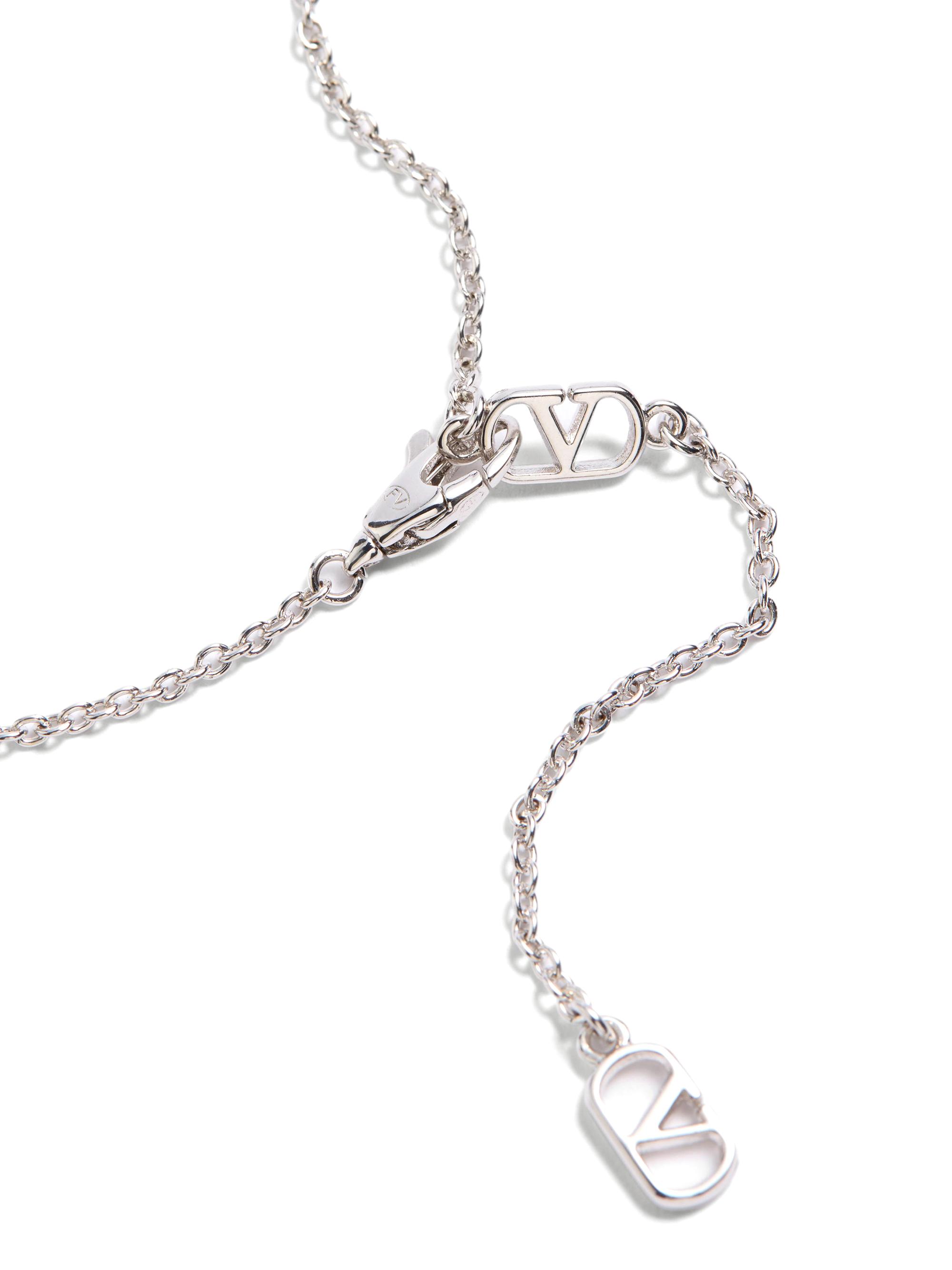 Valentino Garavani Vlogo Signature Metal Necklace with Pearls and