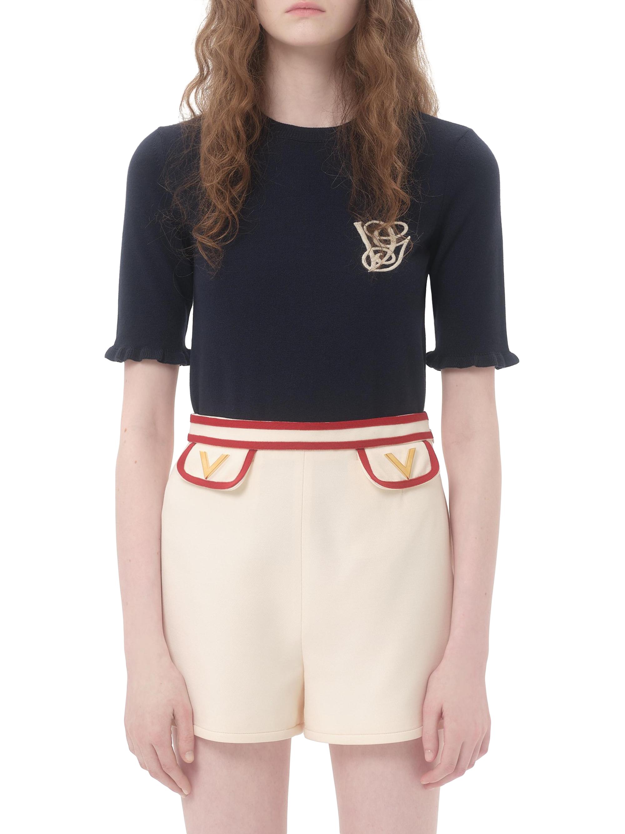 Embroidered Wool Top