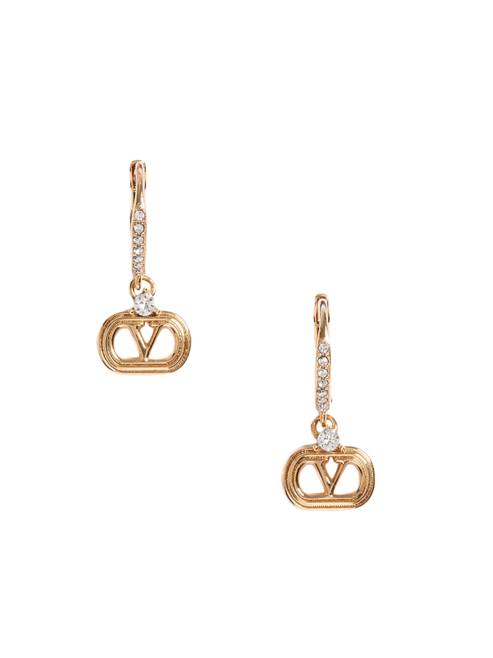 Valentino Garavani Women's Oval Metal Earrings with Swarovski Crystals - Gold Crystal