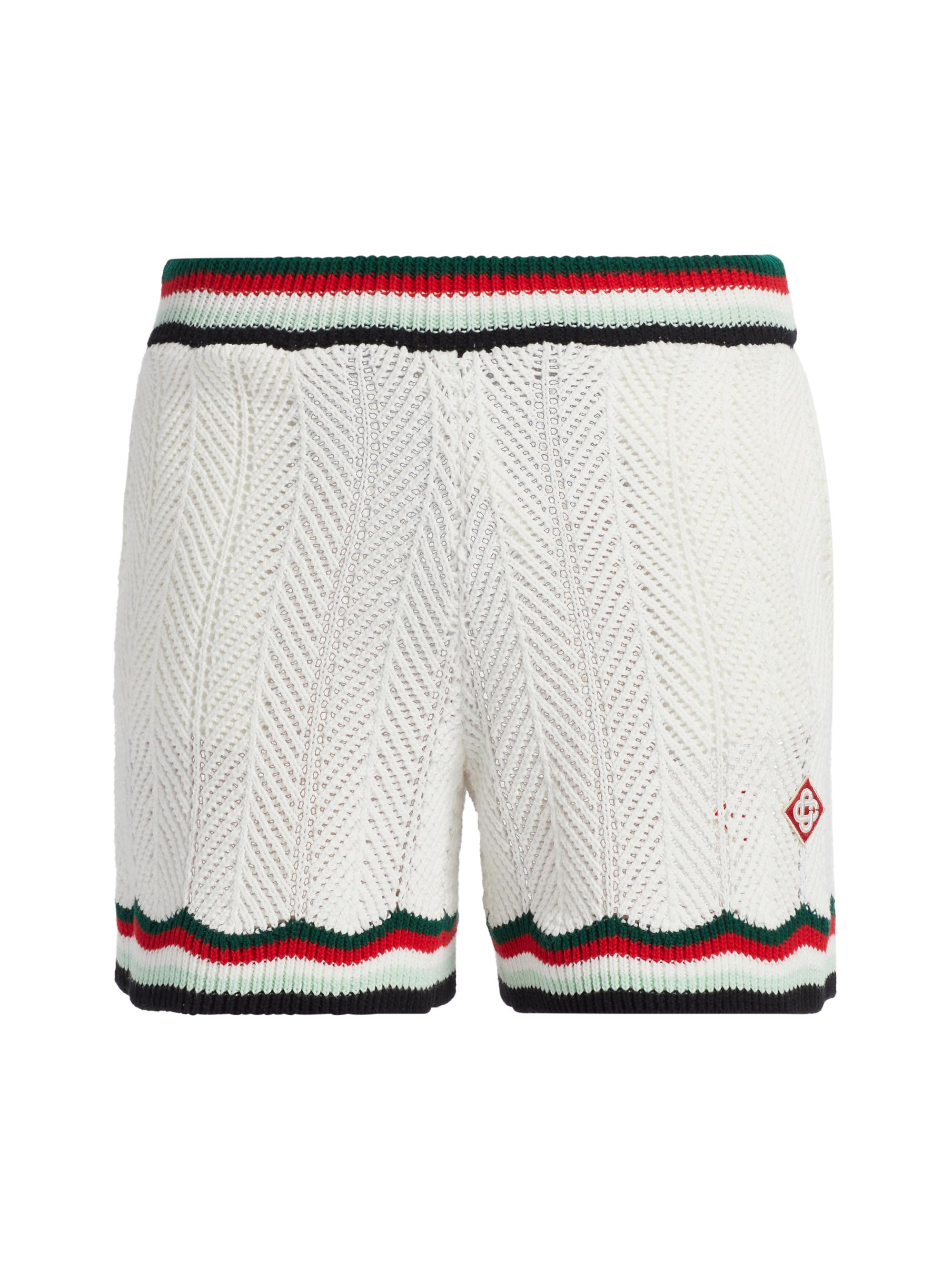 Casablanca Men's Chevron Faux Crochet Shorts - White
