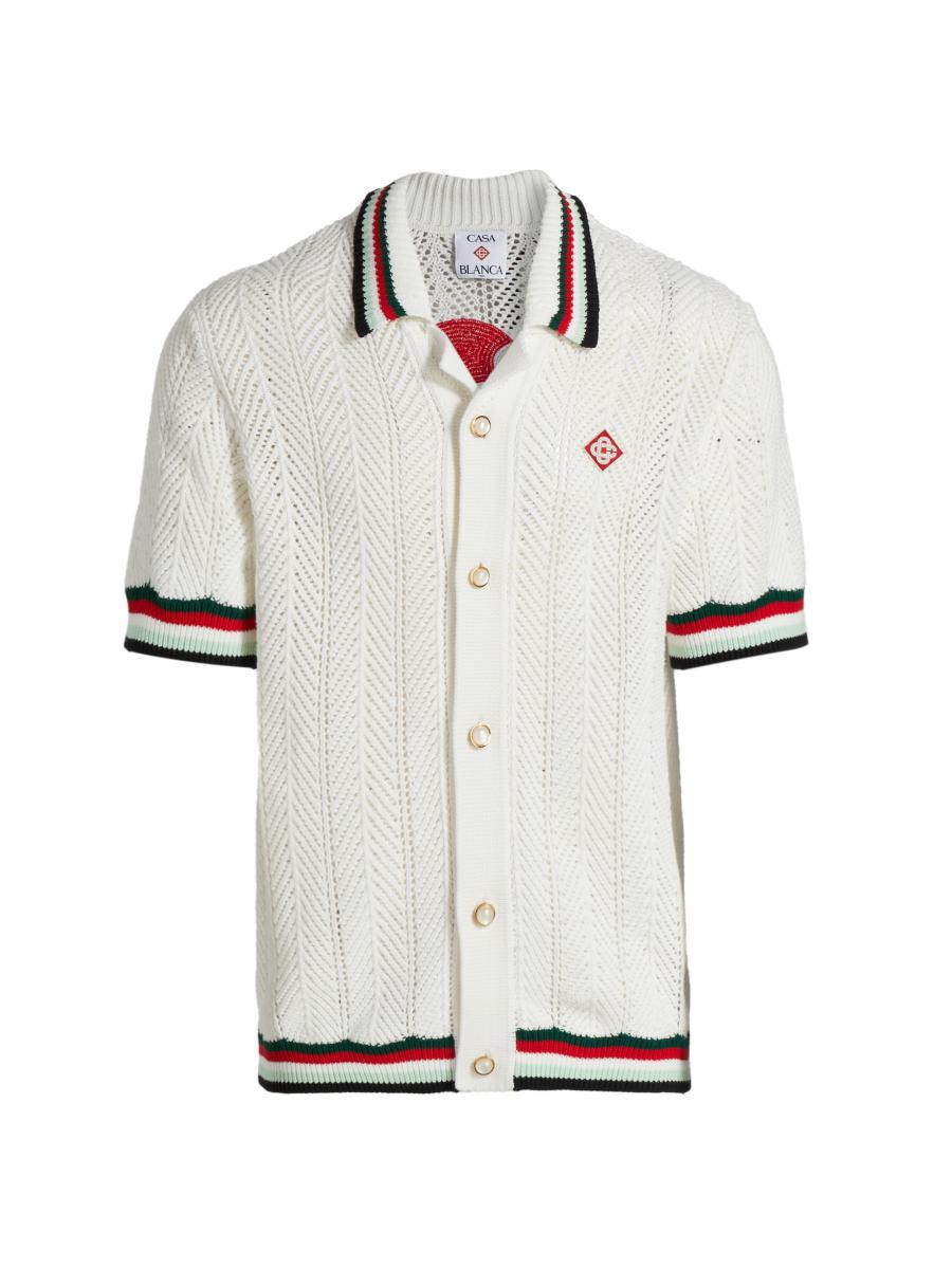 Casablanca Sporty Faux Crochet Cotton Shirt | Saks Fifth Avenue