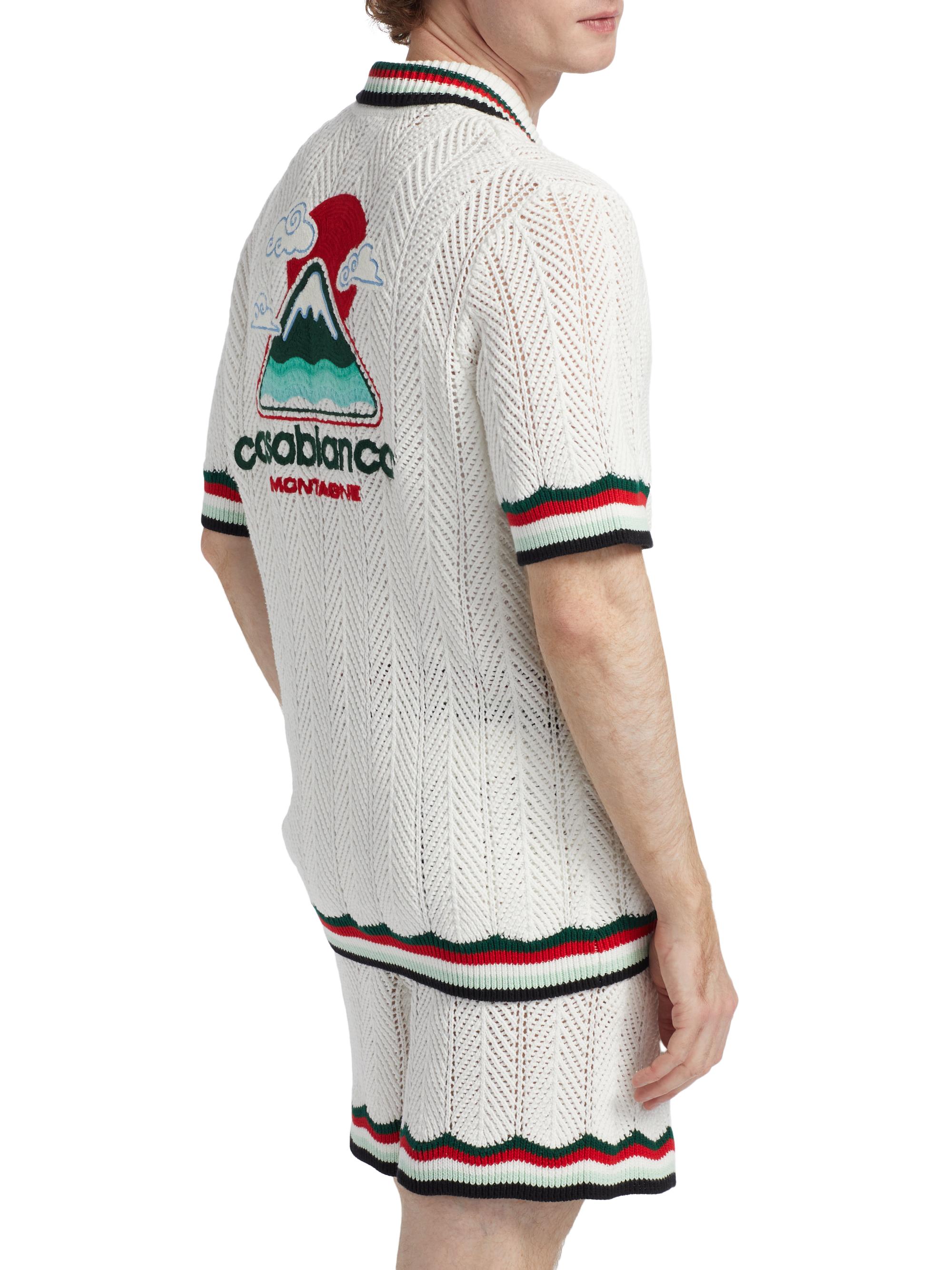Casablanca Sporty Faux Crochet Cotton Shirt | Saks Fifth Avenue