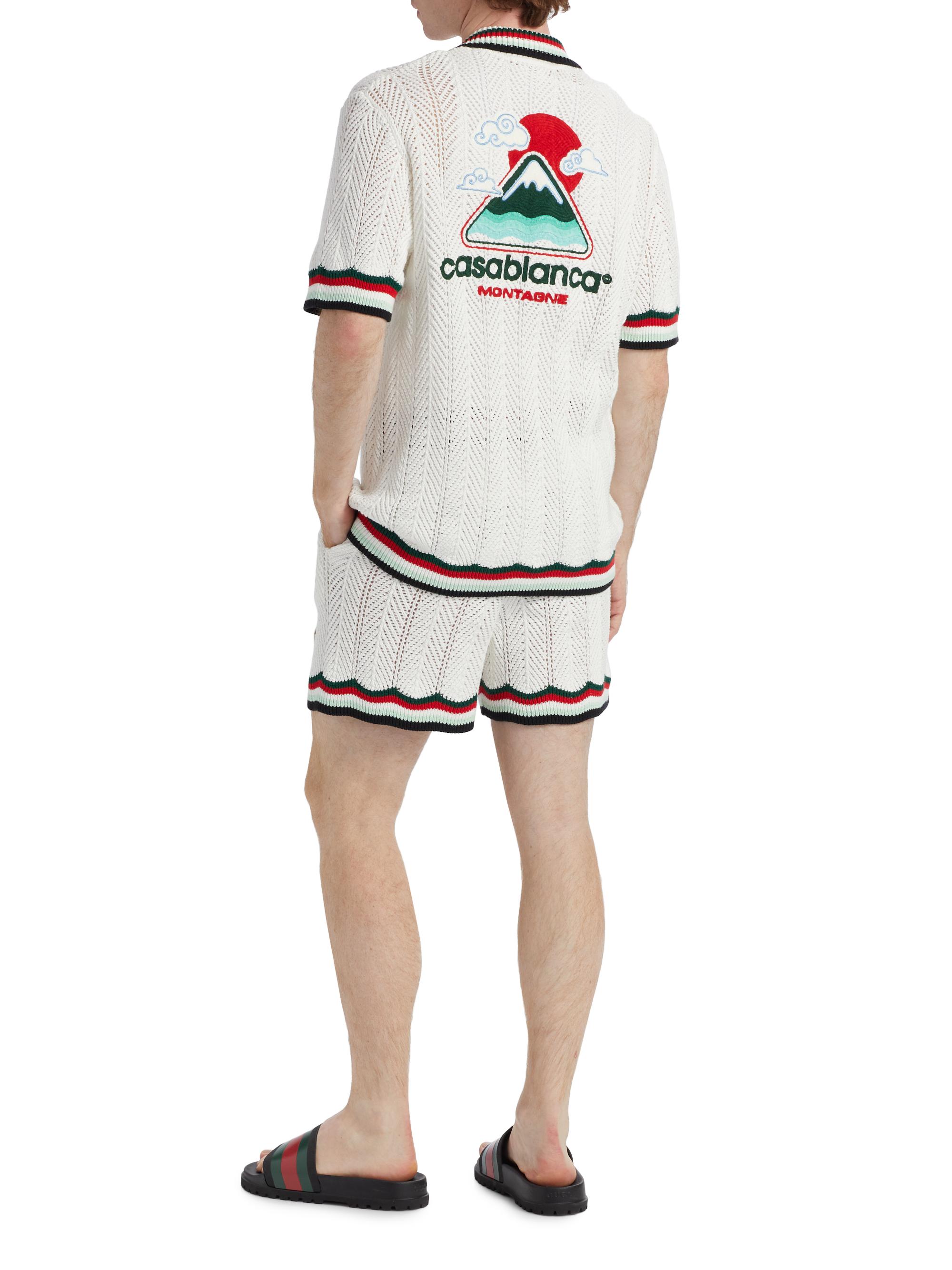 Casablanca Sporty Faux Crochet Cotton Shirt | Saks Fifth Avenue