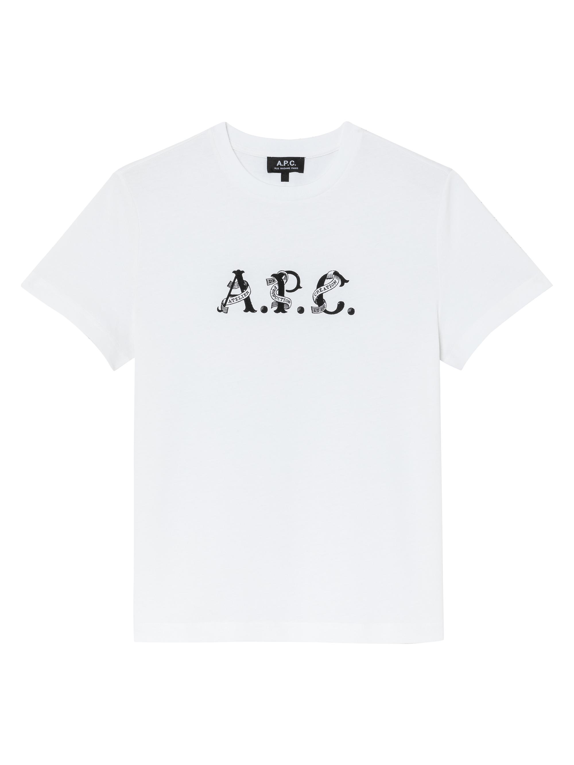 A.P.C. Men's Hugo Logo Cotton Crewneck T-Shirt - White