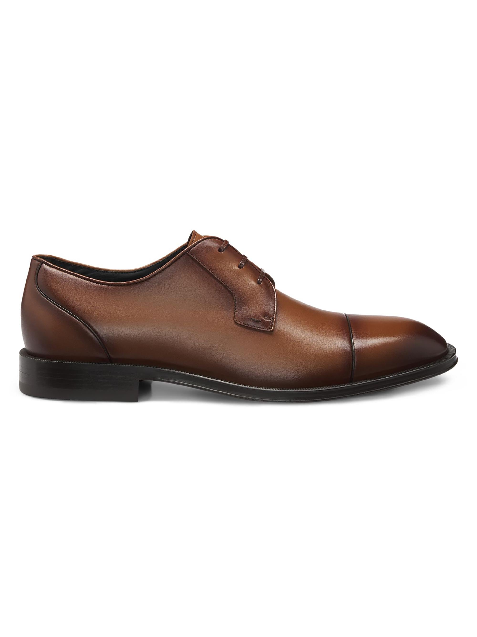 BOSS Men's Cap-Toe Derby Shoes in Leather - Light Brown