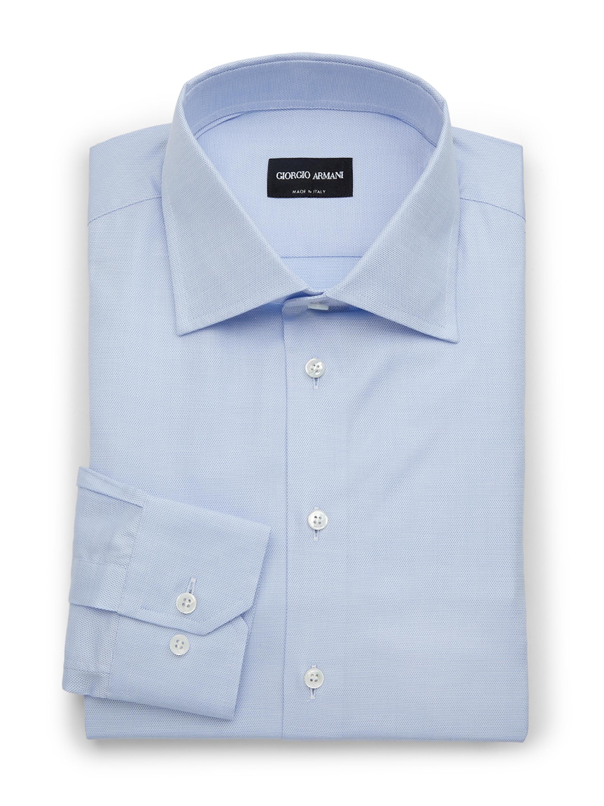Giorgio Armani Men's Dotted Cotton Dress Shirt - Light Blue | Thumbnail 2