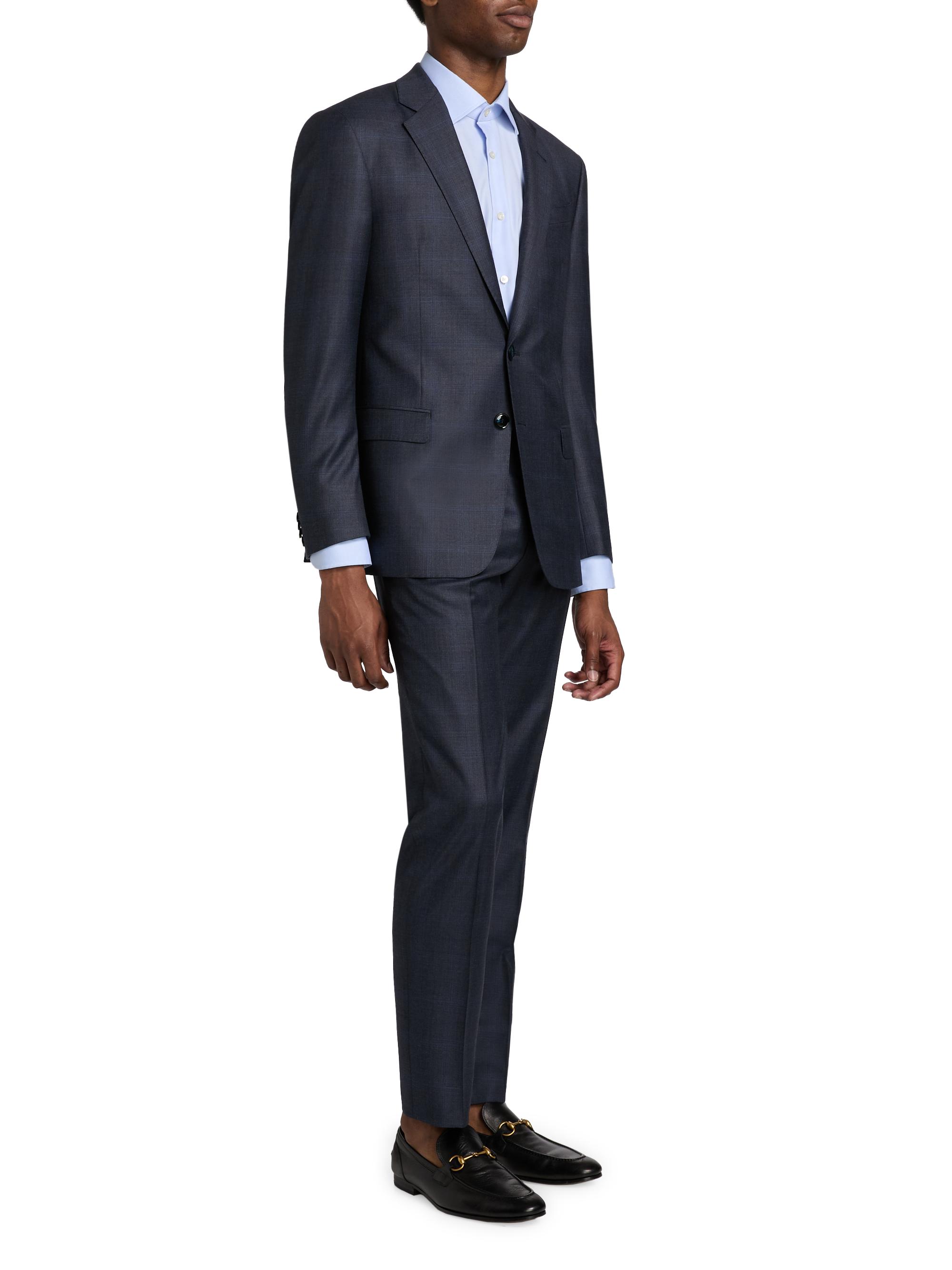 Giorgio Armani Windowpane Plaid Wool-Silk Suit | Saks Fifth Avenue
