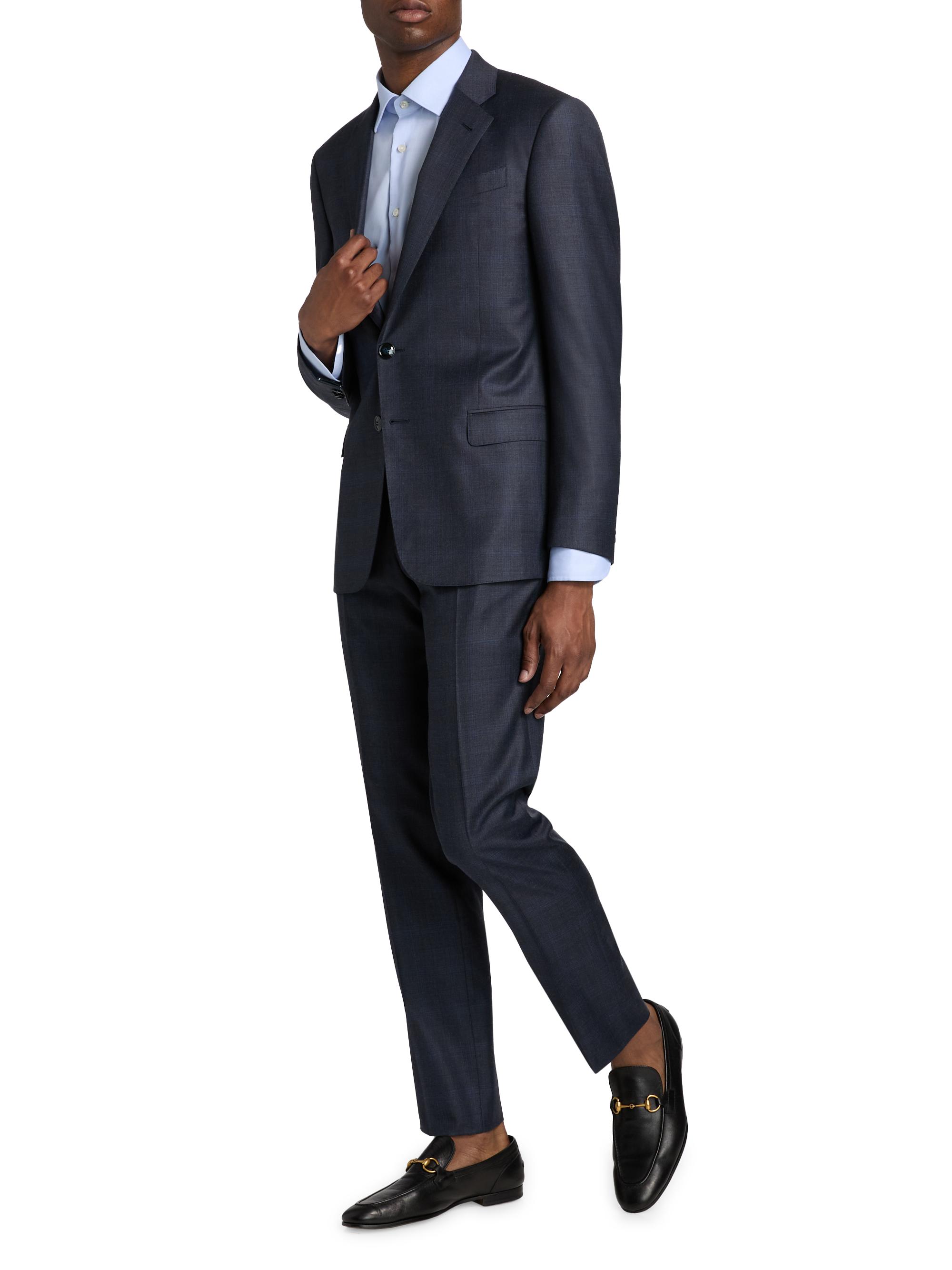 Giorgio Armani Windowpane Plaid Wool-Silk Suit | Saks Fifth Avenue