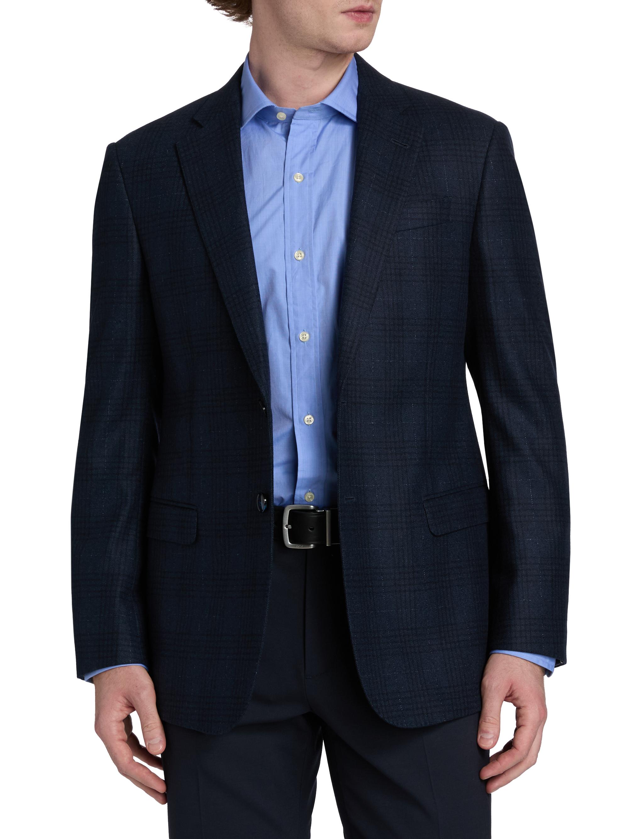 Giorgio Armani Men's Windowpane Plaid Wool-Blend Sport Coat - Navy | Thumbnail 3