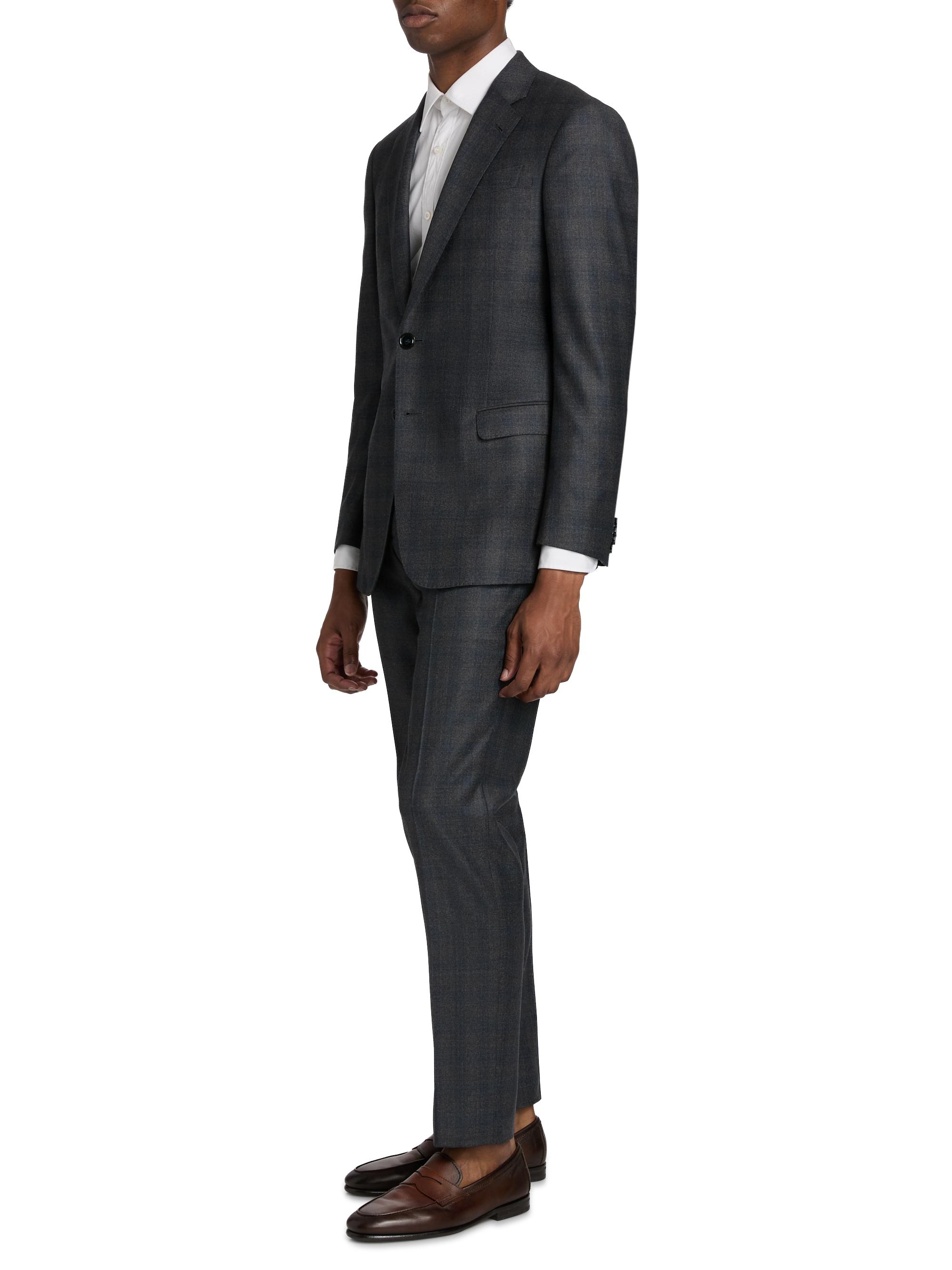 Giorgio Armani Men's Windowpane Plaid Wool-Cashmere Suit - Dark Grey Blue | Thumbnail 4