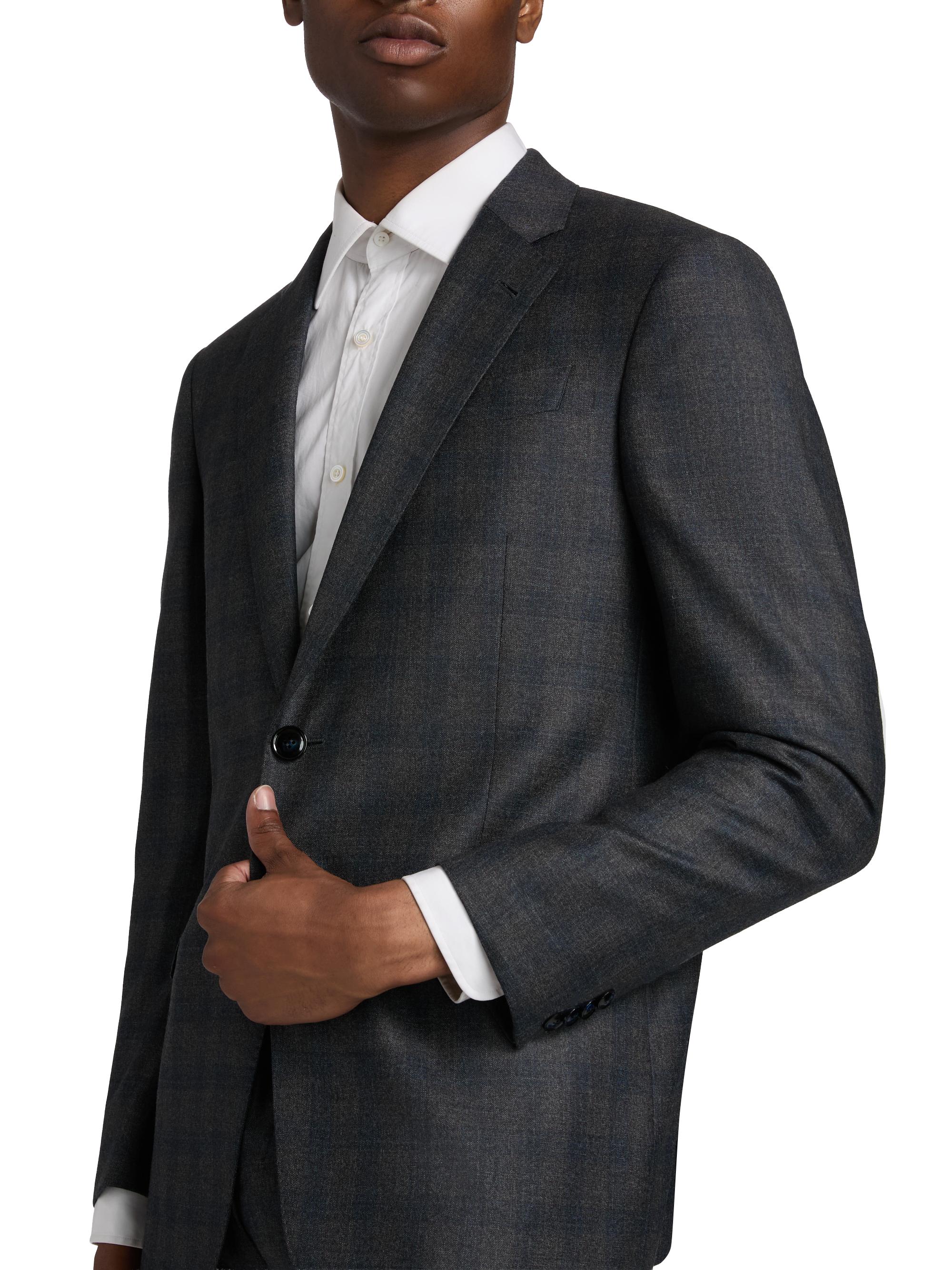Giorgio Armani Men's Windowpane Plaid Wool-Cashmere Suit - Dark Grey Blue | Thumbnail 6