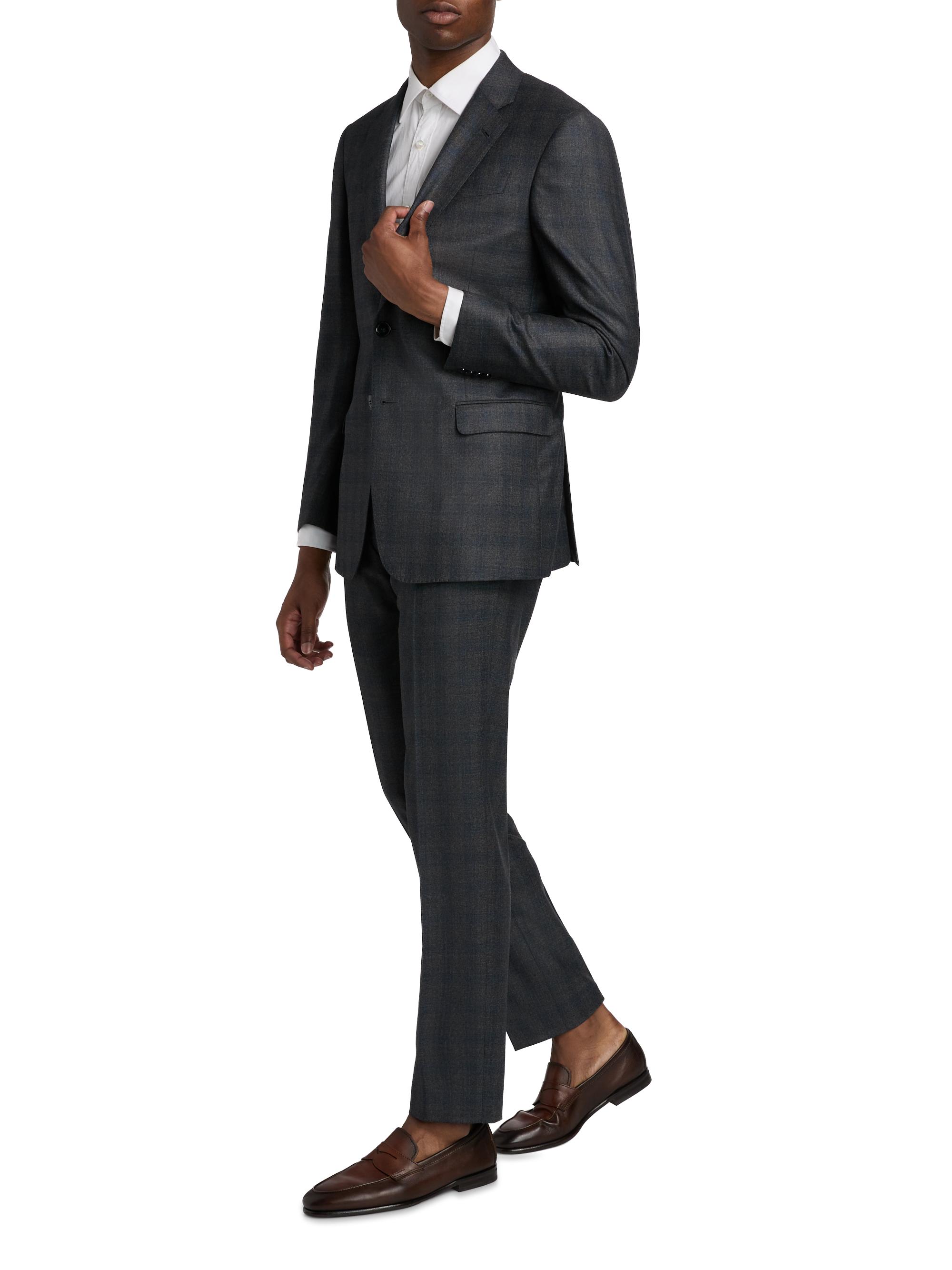 Giorgio Armani Men's Windowpane Plaid Wool-Cashmere Suit - Dark Grey Blue | Thumbnail 2