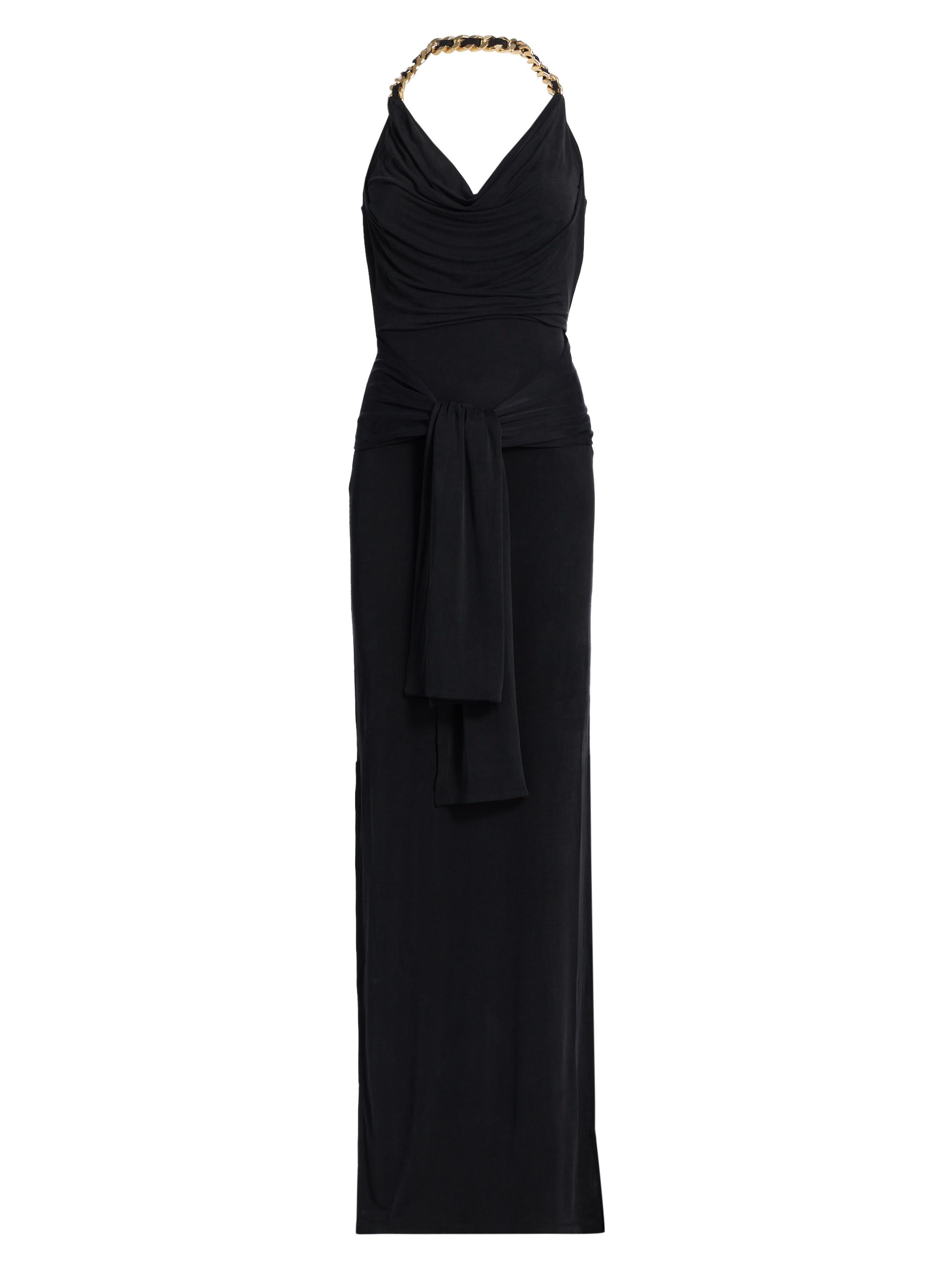 Balmain Women's Chain Strap Tie-Waist Halter Gown - Dark Grey