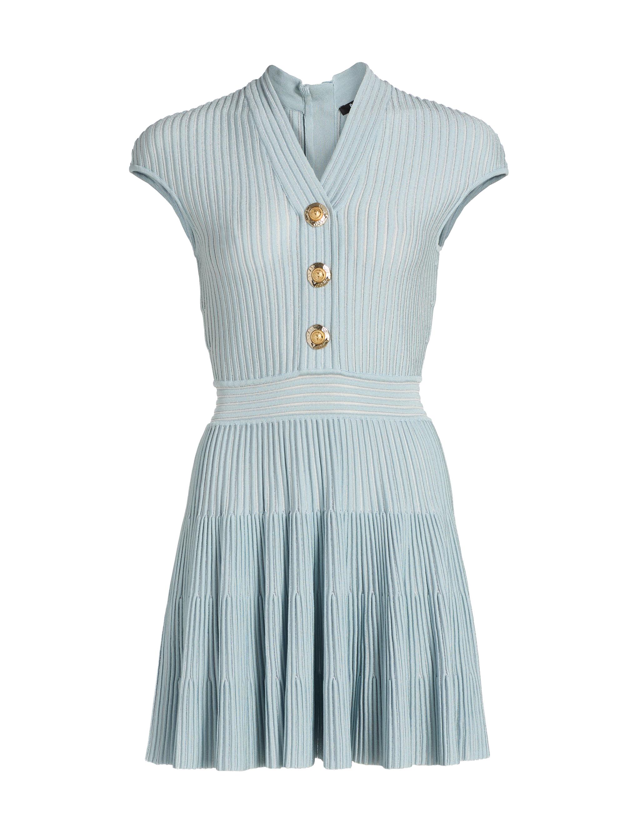 Rib-Knit Cap-Sleeve Minidress