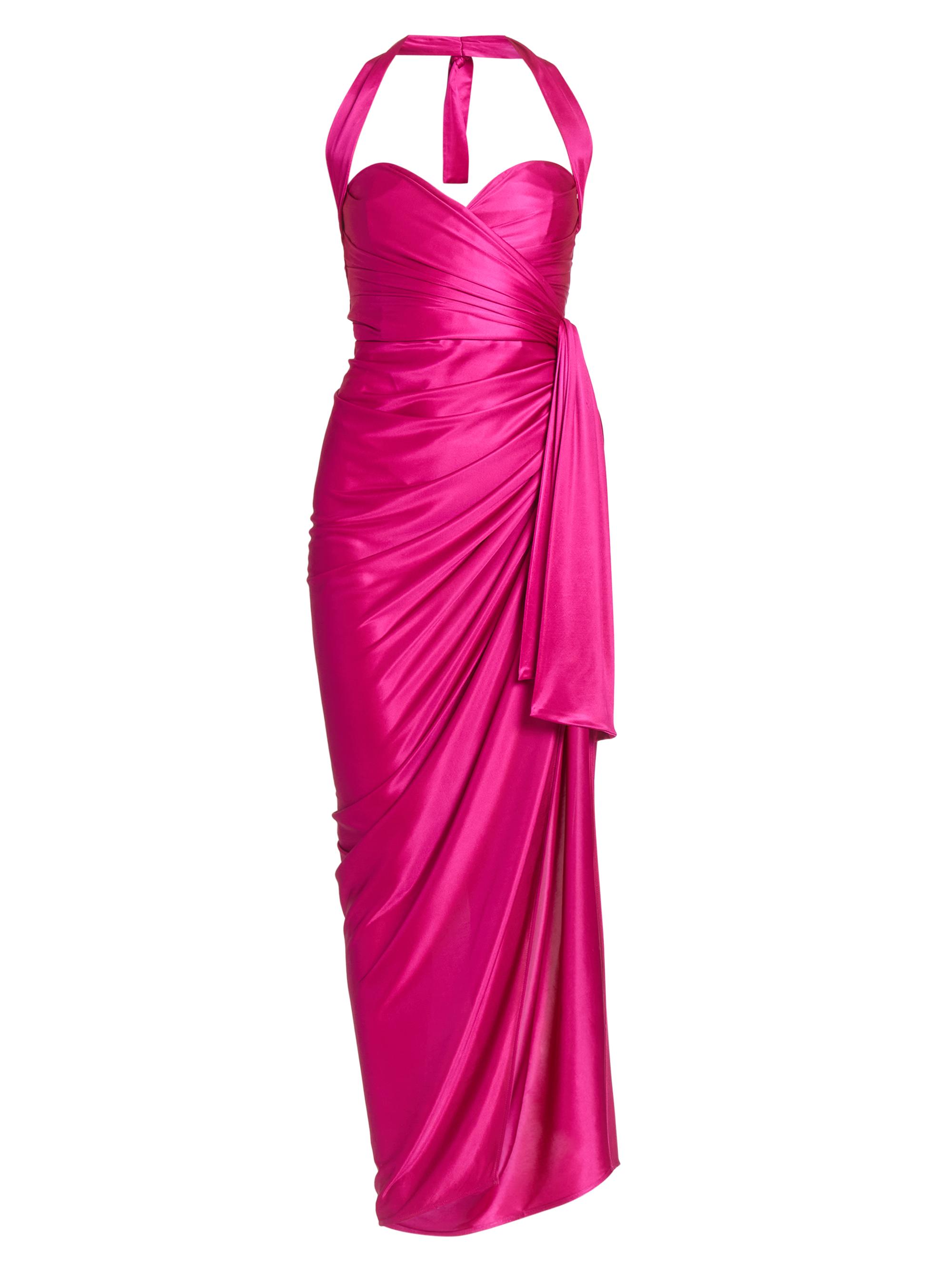 Balmain Women's Draped Interlock Maxi Dress - Rose Metallise