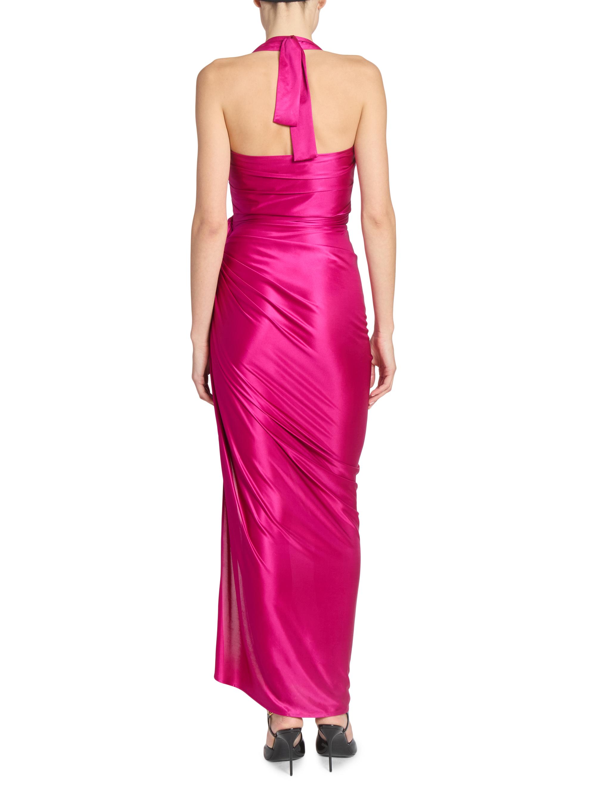 Balmain Women's Draped interlock Maxi dress - Rose Metallise - Size 10