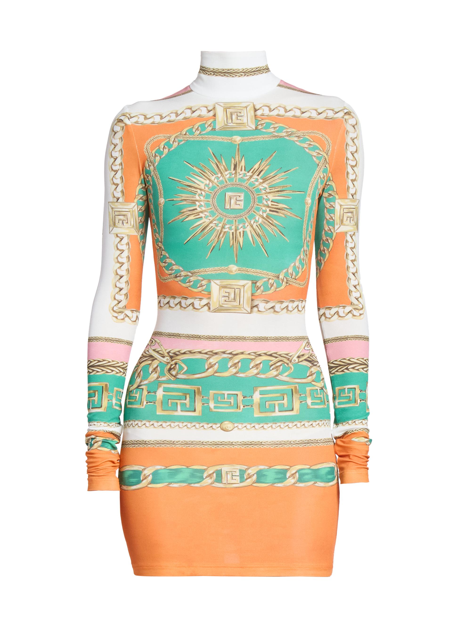 Balmain Women's Foulard-Print Stretch Body-Con Minidress