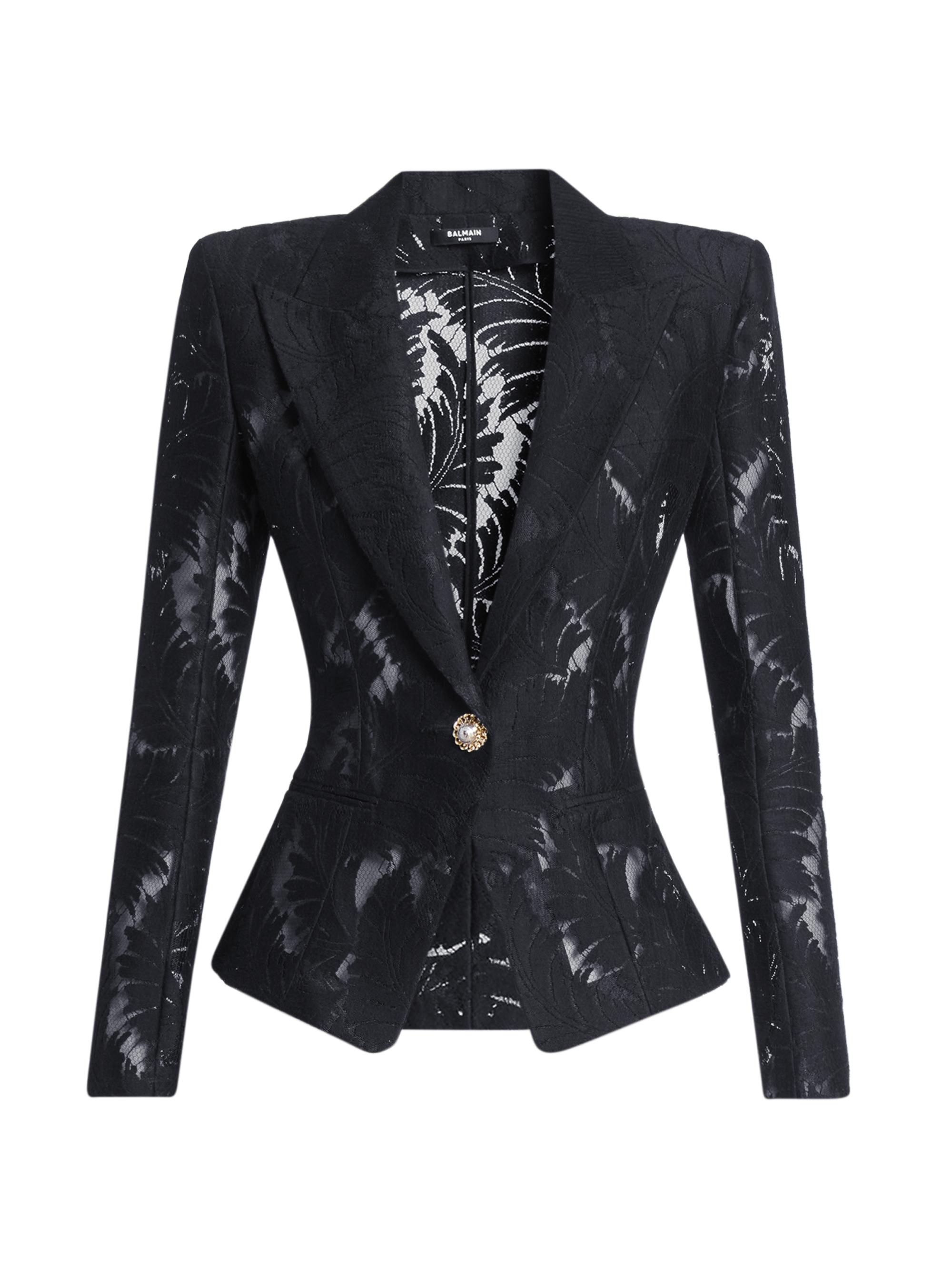 Balmain Women's Fitted Lace Jacket - Noir