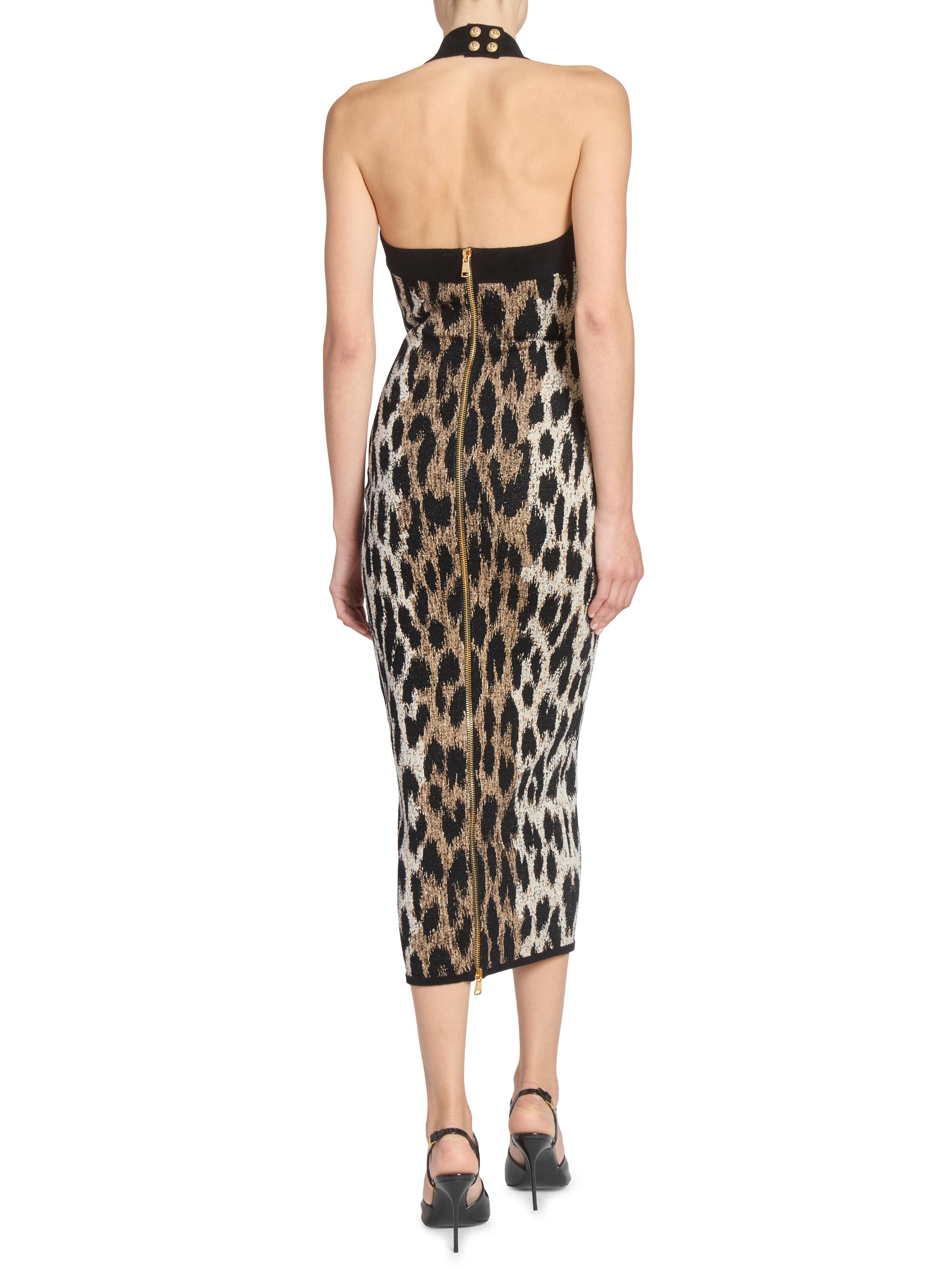 a line leopard print dress Leopard Print A-line Slit Gown by Lucci Lu 1063 main image 1