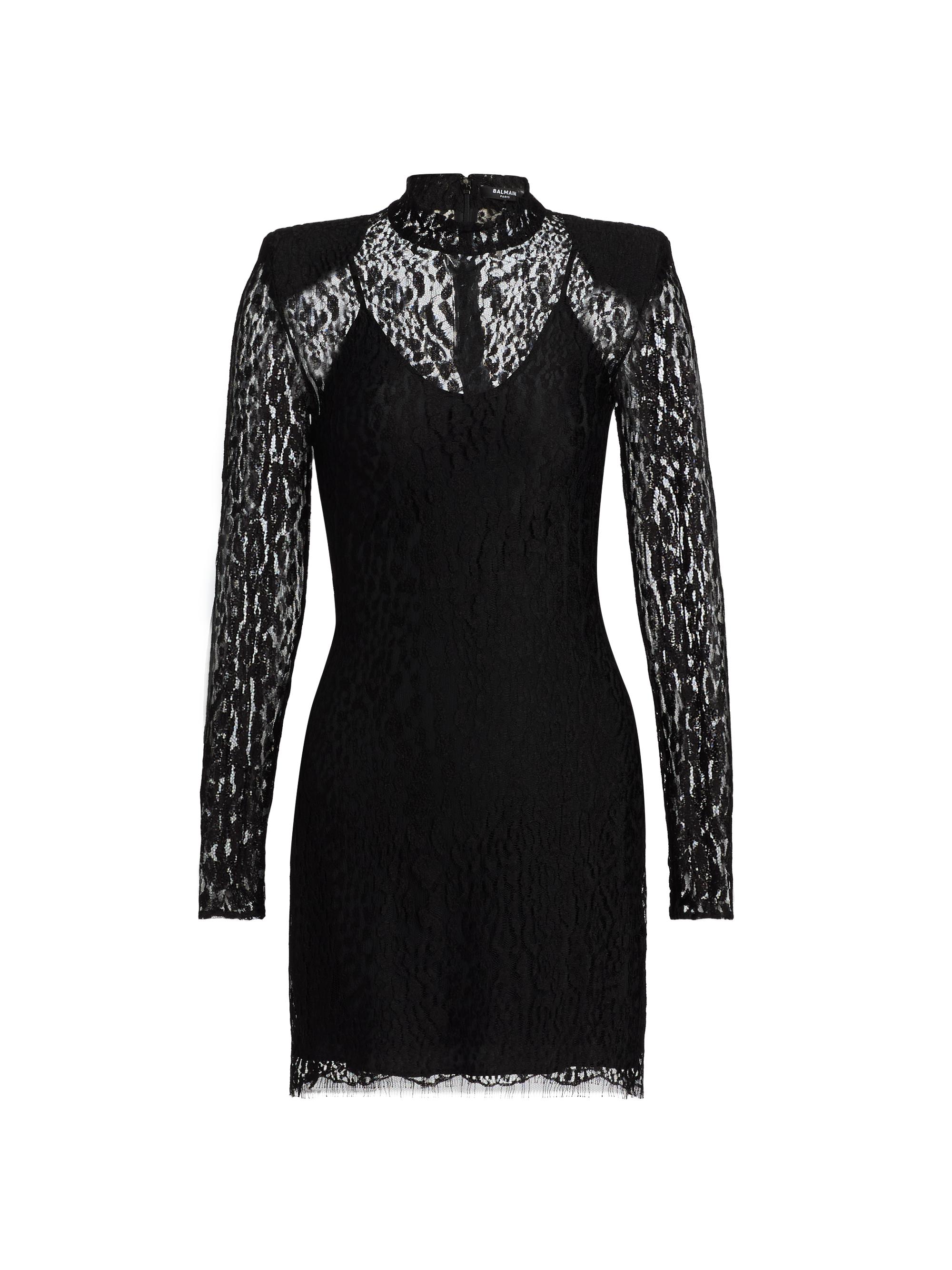 Balmain Women's Leopard Lace Body-Con Minidress - Noir