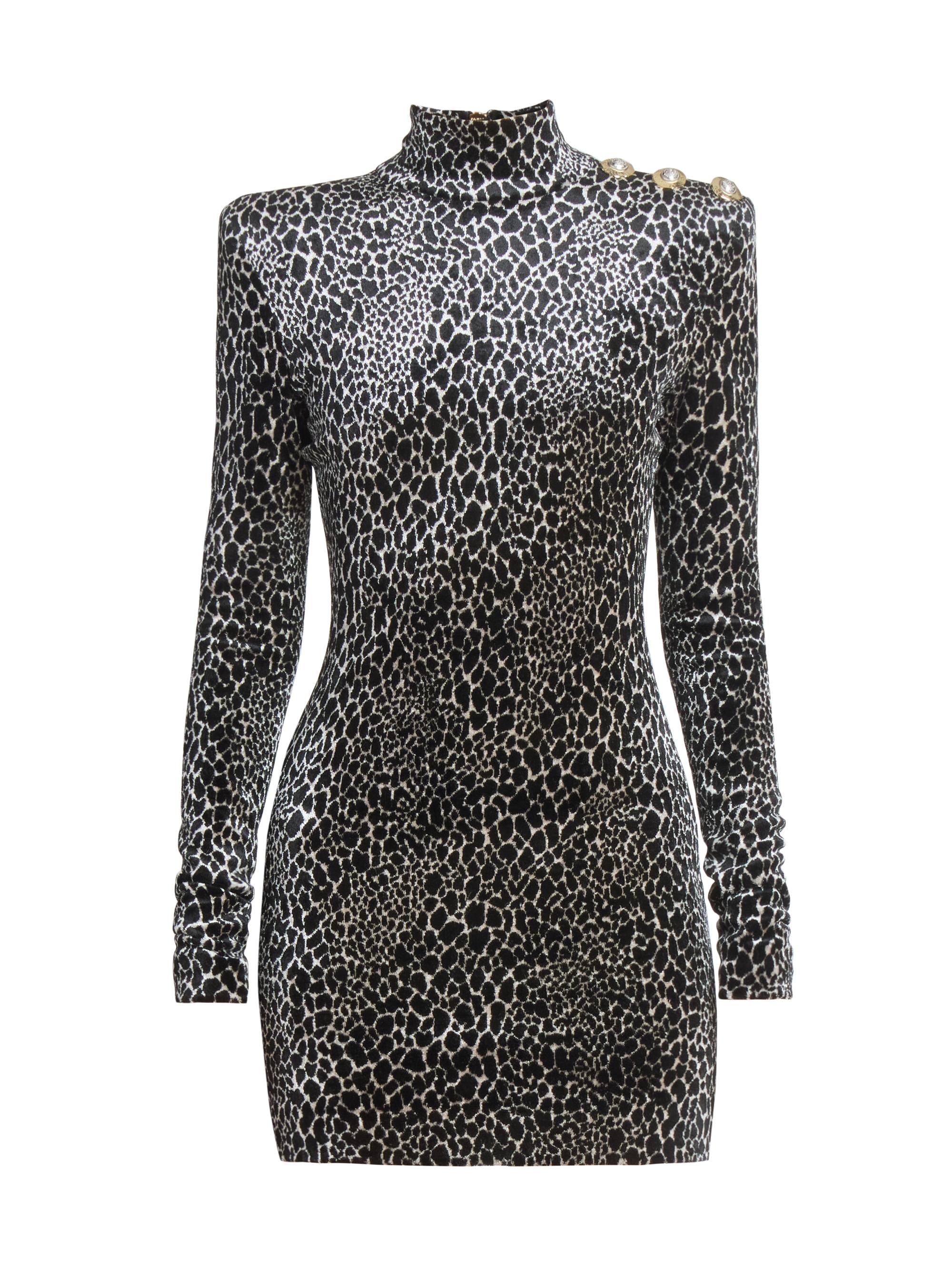 Leopard-Print Velvet Body-Con Minidress