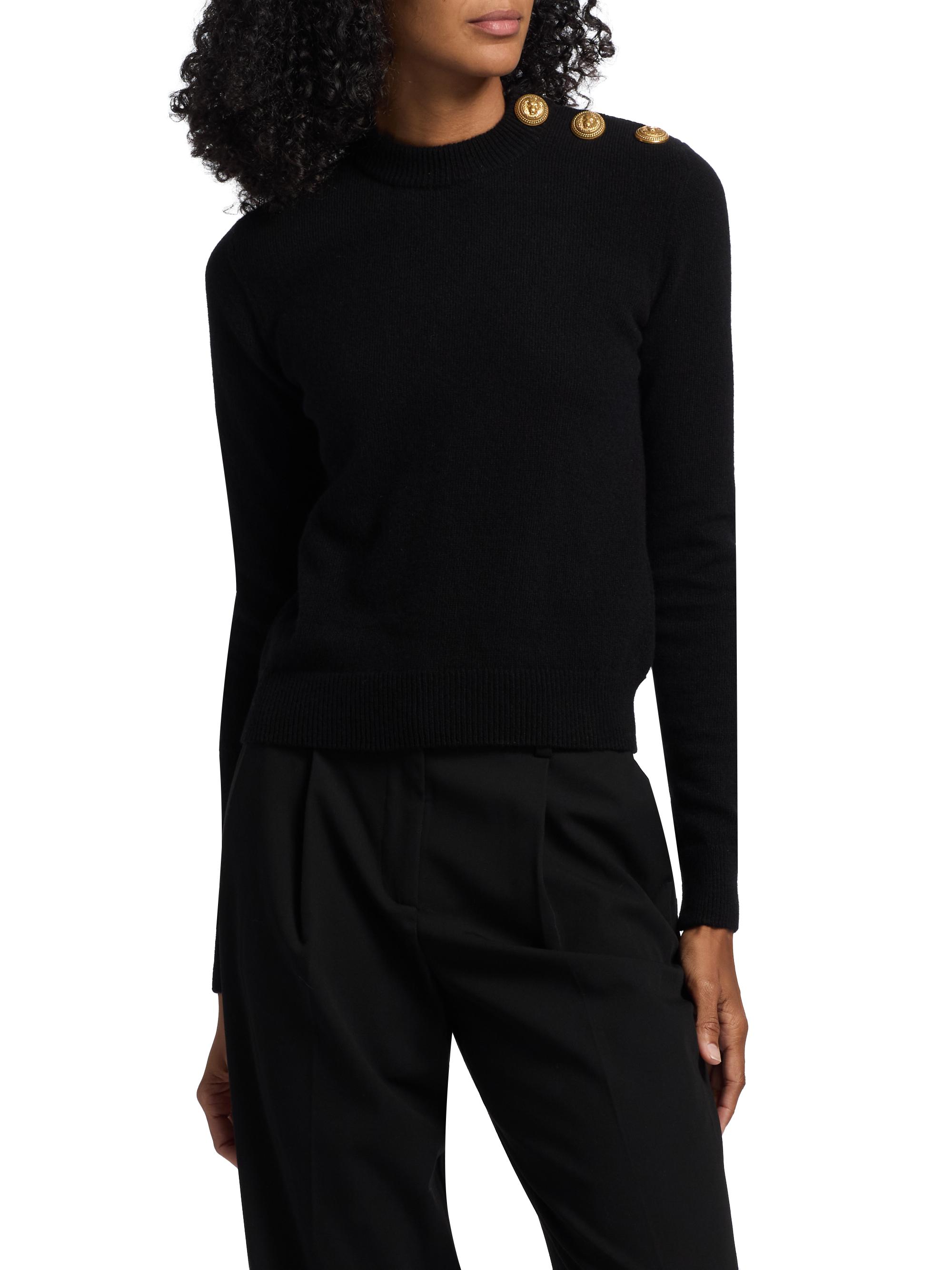Balmain Button-Shoulder Cashmere-Wool Sweater | Saks Fifth Avenue