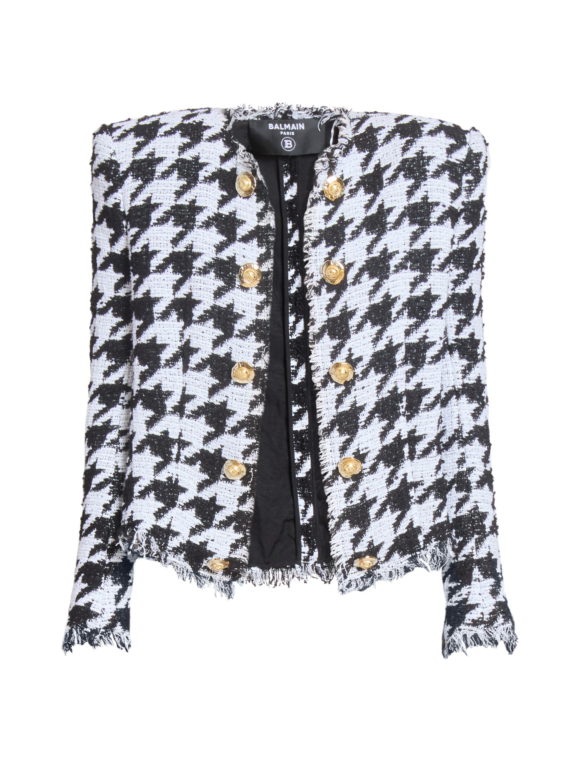 Balmain Women's Spencer Houndstooth Tweed Jacket - Blanc Rose