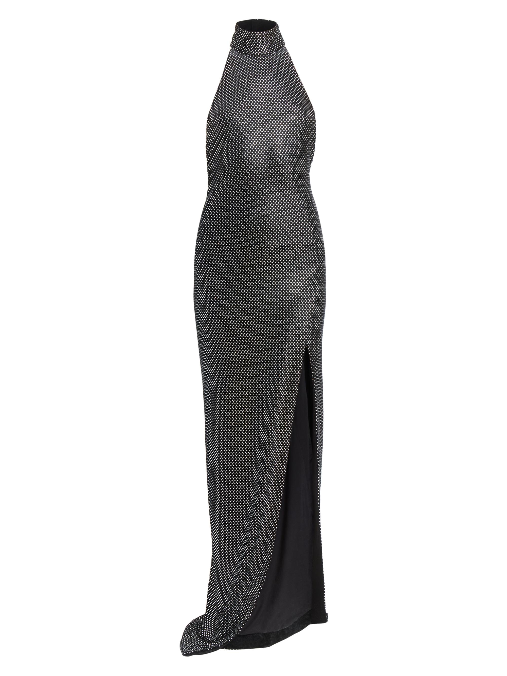 Balmain Women's Strass-Embellished Halterneck Gown - Noir Argent