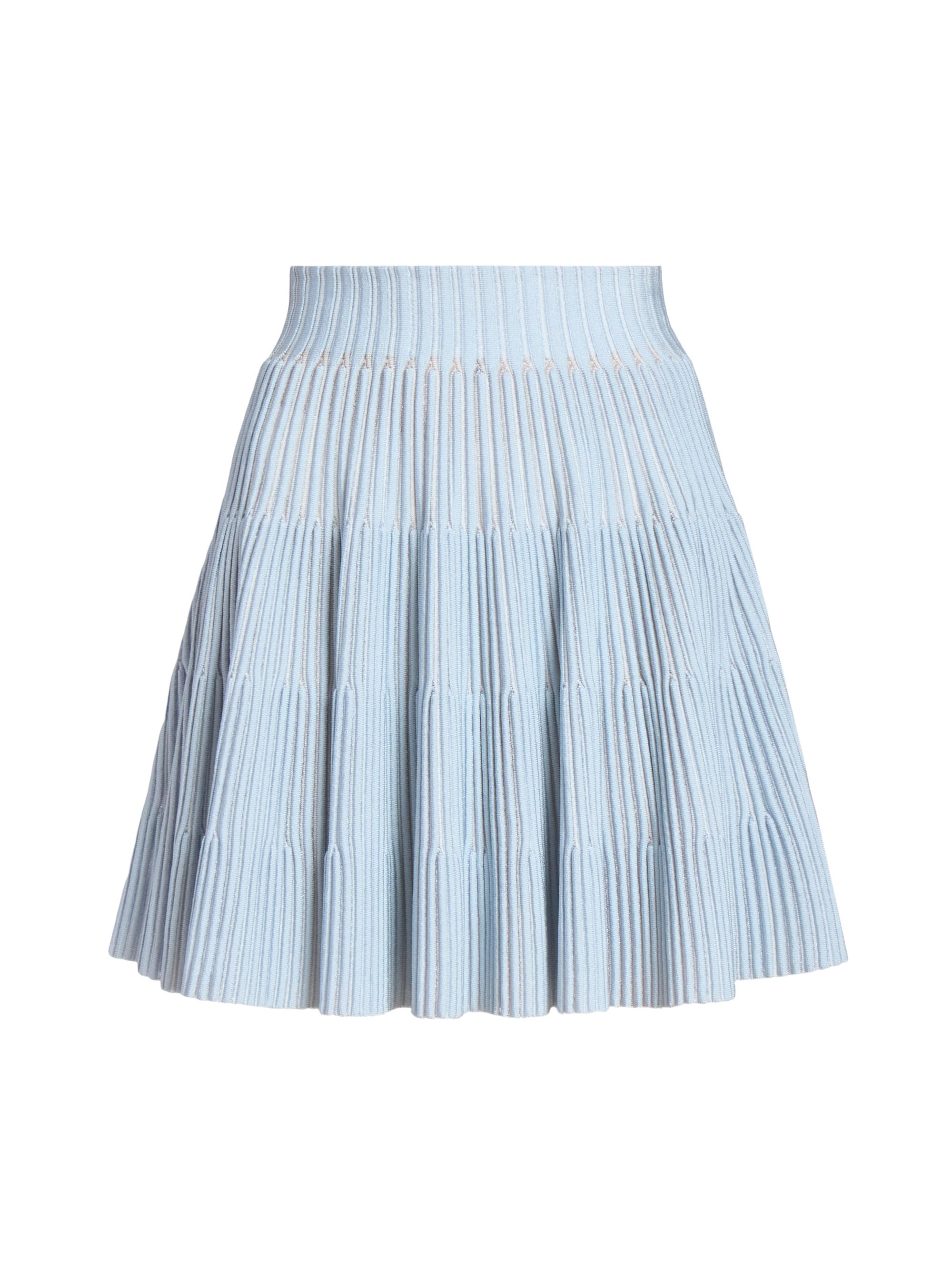 Balmain Women's Knit Pleated A-Line Miniskirt - Blue Blanc