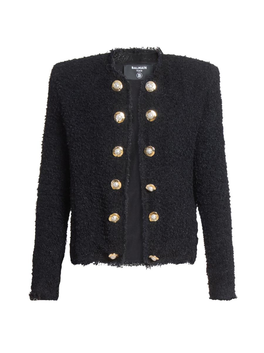 Balmain Spencer Tweed Collarless Jacket | Saks Fifth Avenue